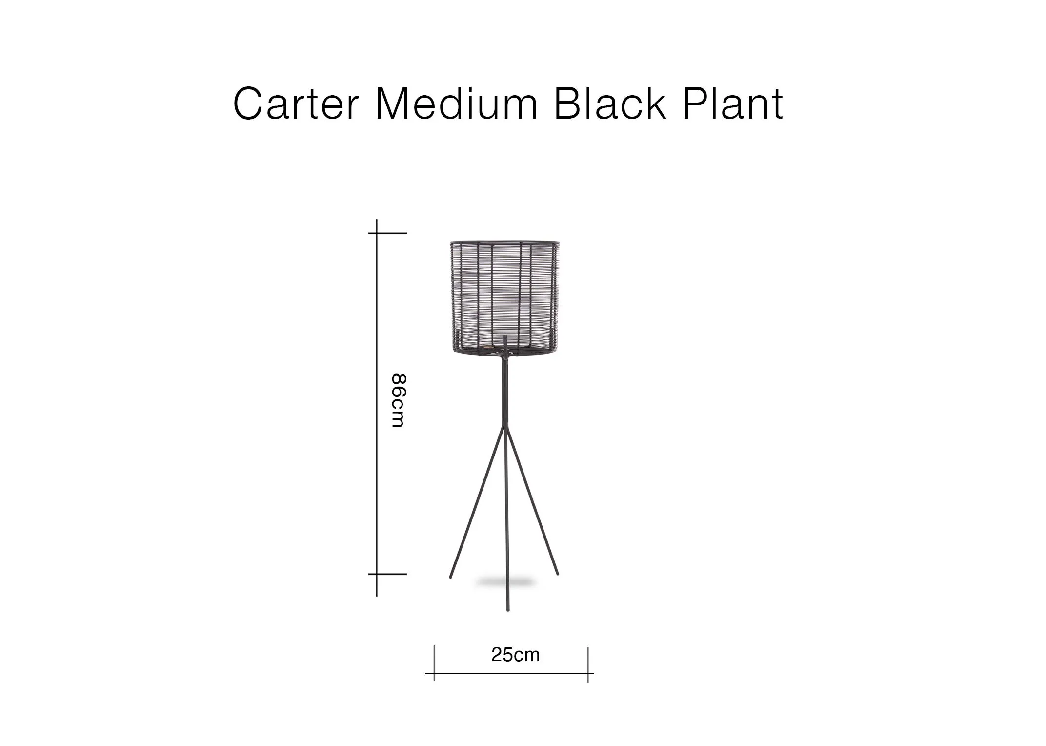 A dimension image of the Carter Medium Planter with 25cm x 86cm