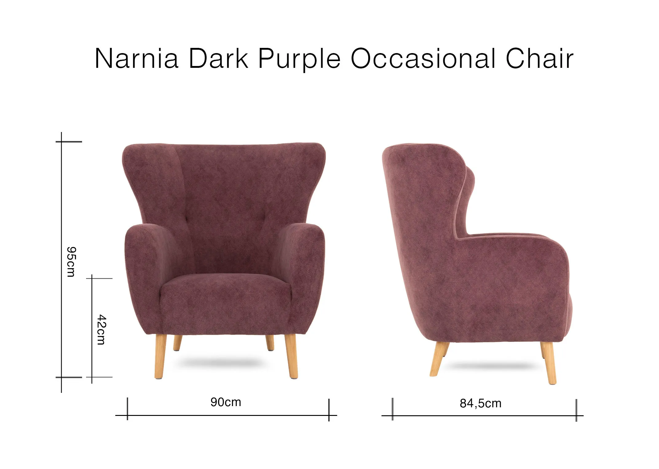 A dimension image for the Narnkia Armchair with