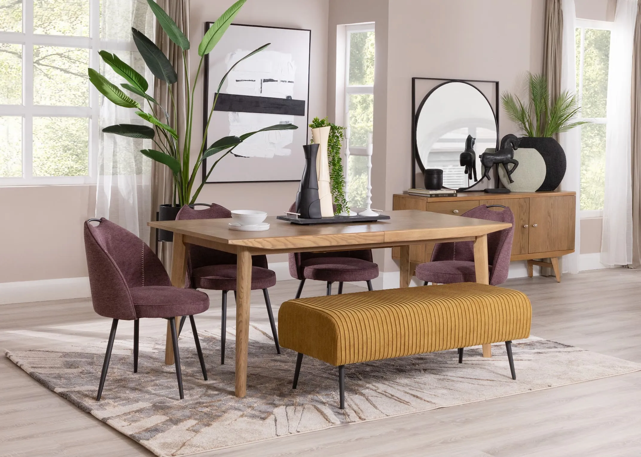 Mustard Fabric Bench - Marco