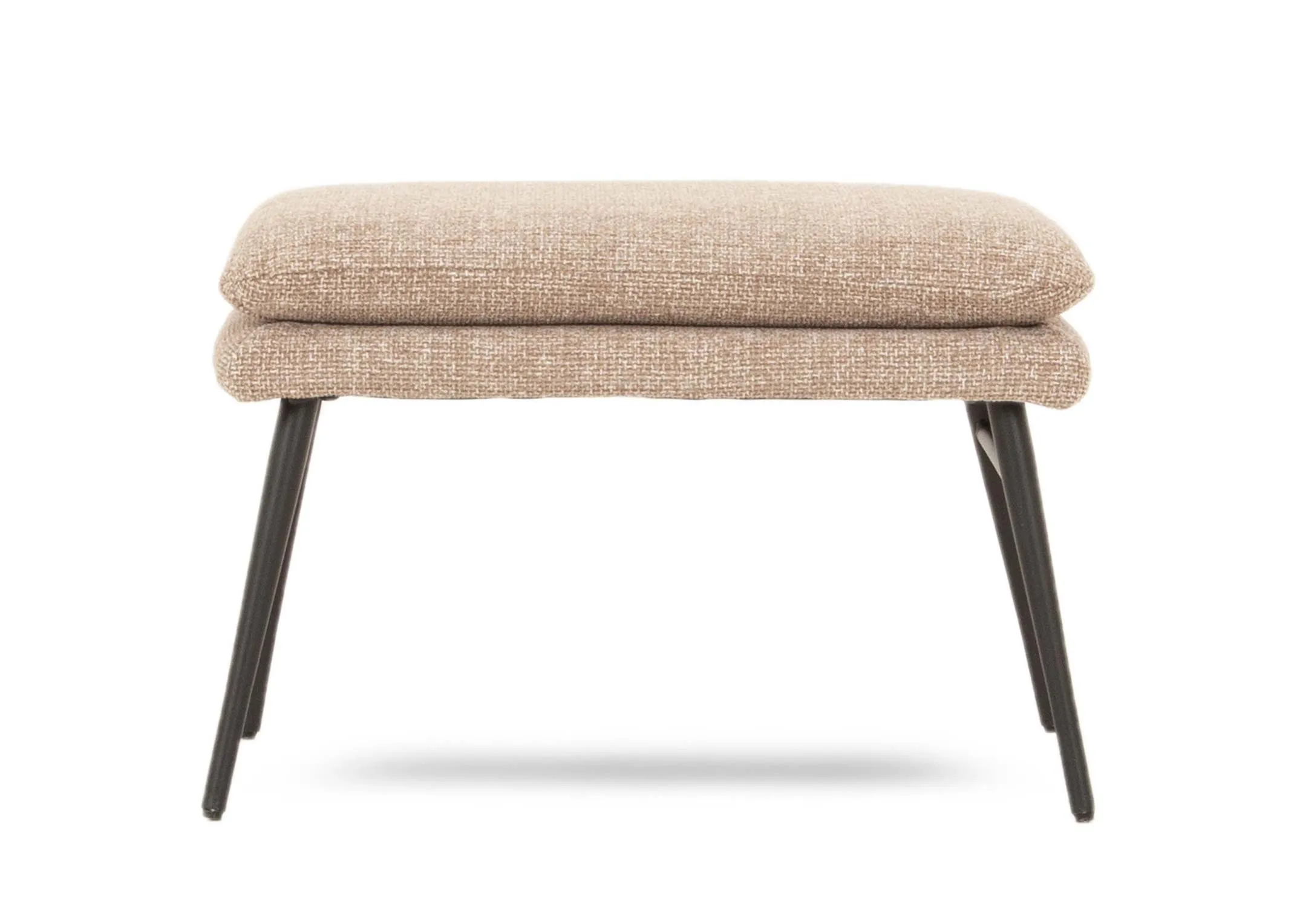 A beige fabric wing chair & footstool set from EZ Livings Boston range. Front view