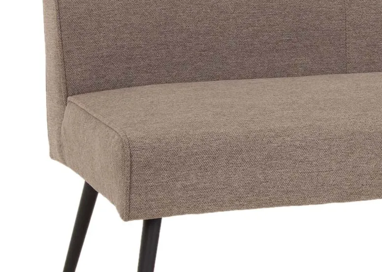 A grey fabric dining bench from EZ Living Furnitures Decker range. Closeup of padded seat