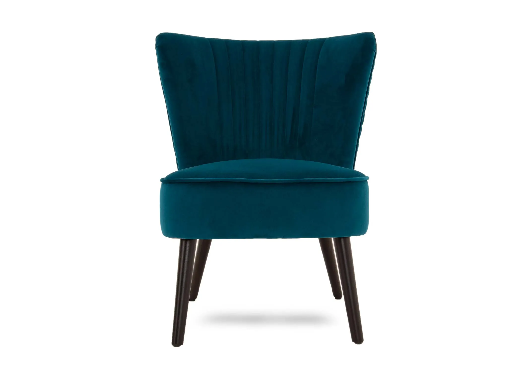 A teal fabric lounge chair from EZ Livings Furnitures Sakura range. Front view of thick seat cushion