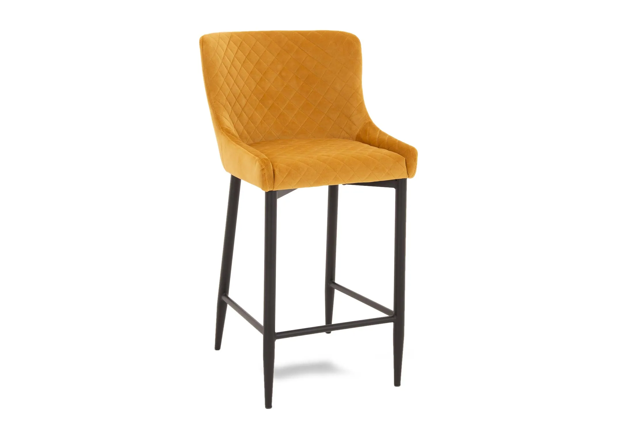 Mustard Velvet Bar Stool (Lower Height) - Ottowa