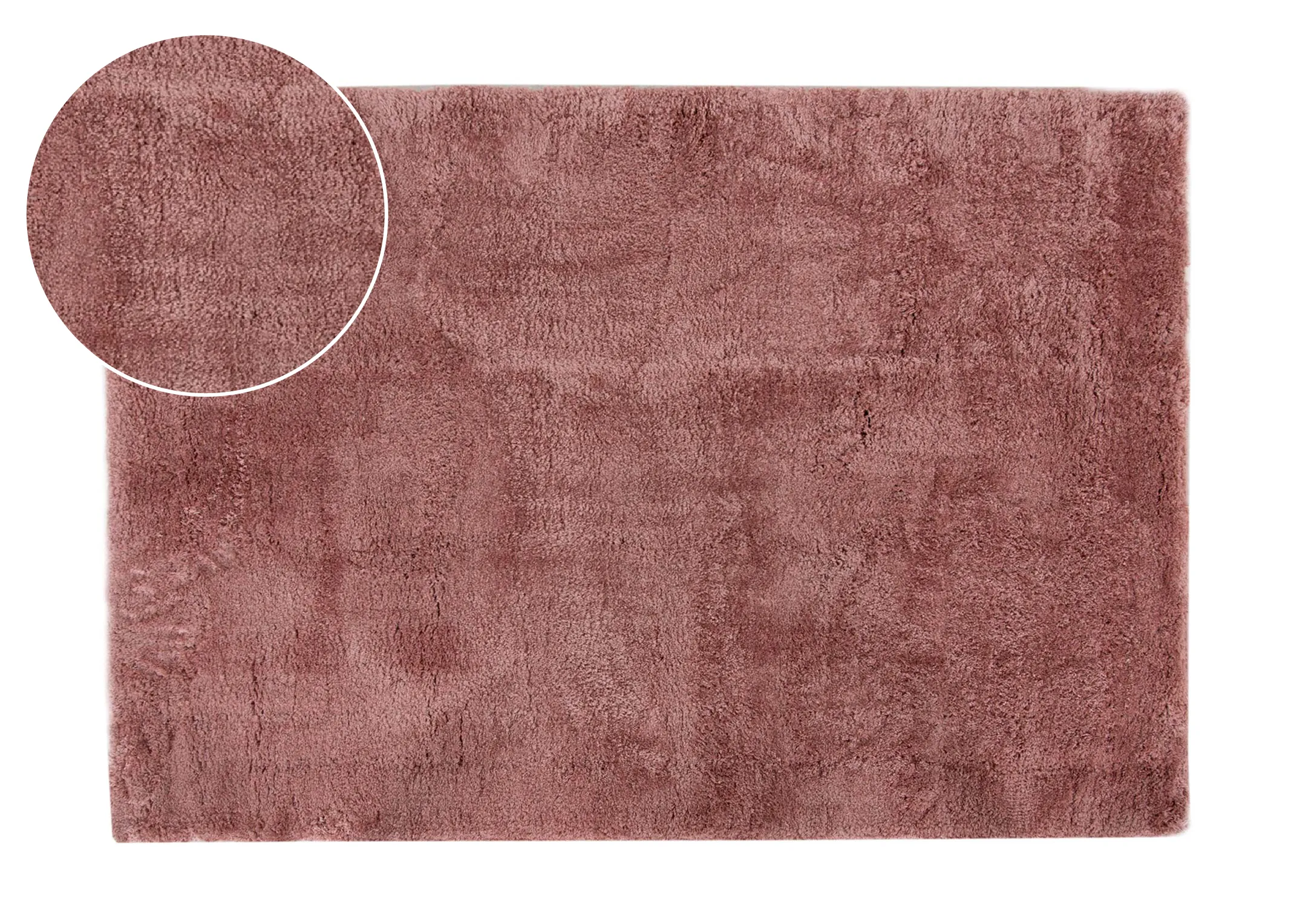 A coral pink deep pile rug from EZ Livings Lux range. Horizontal view