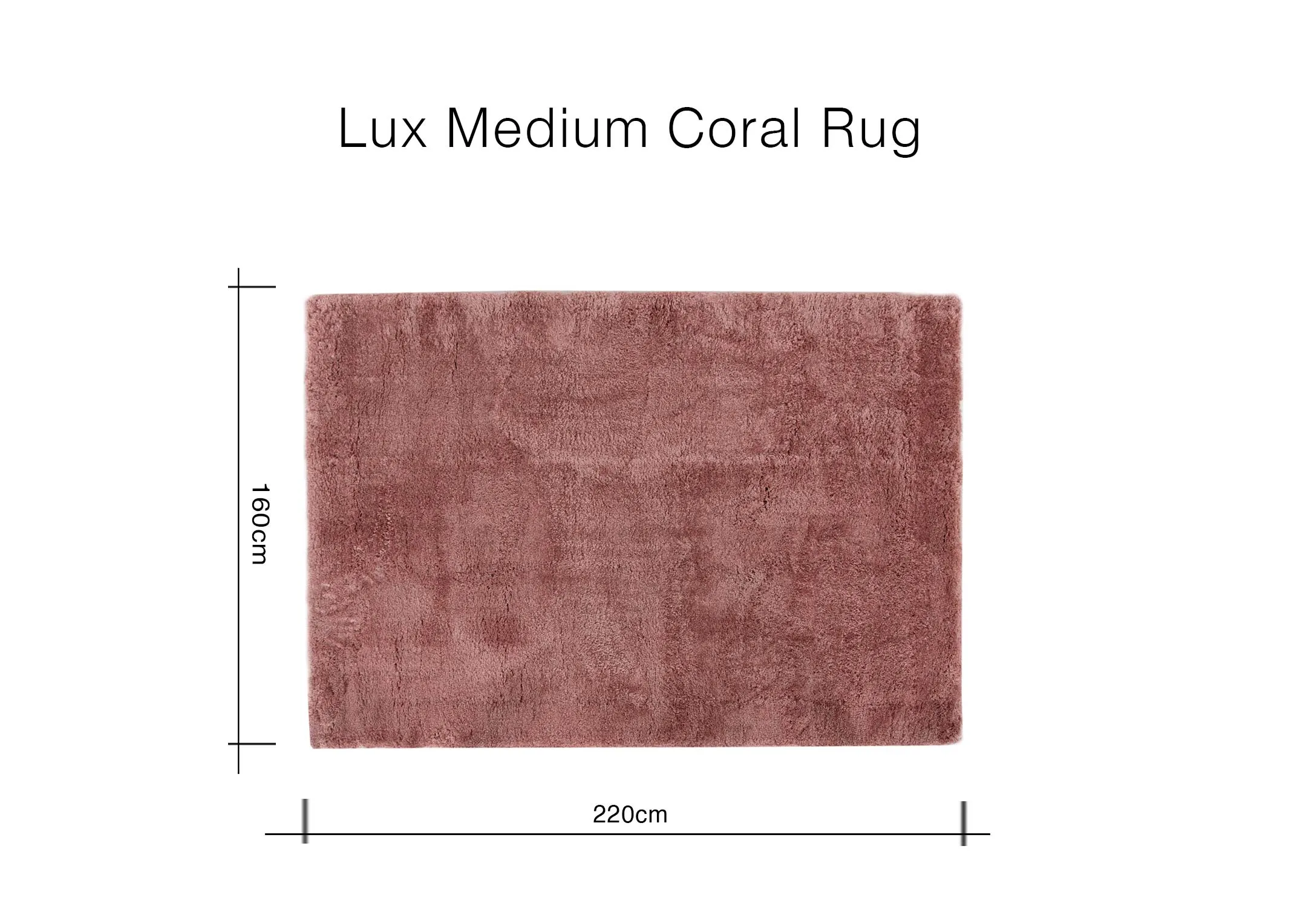 A dimension image of the Medium Coral Rug with 220cm x 160cm