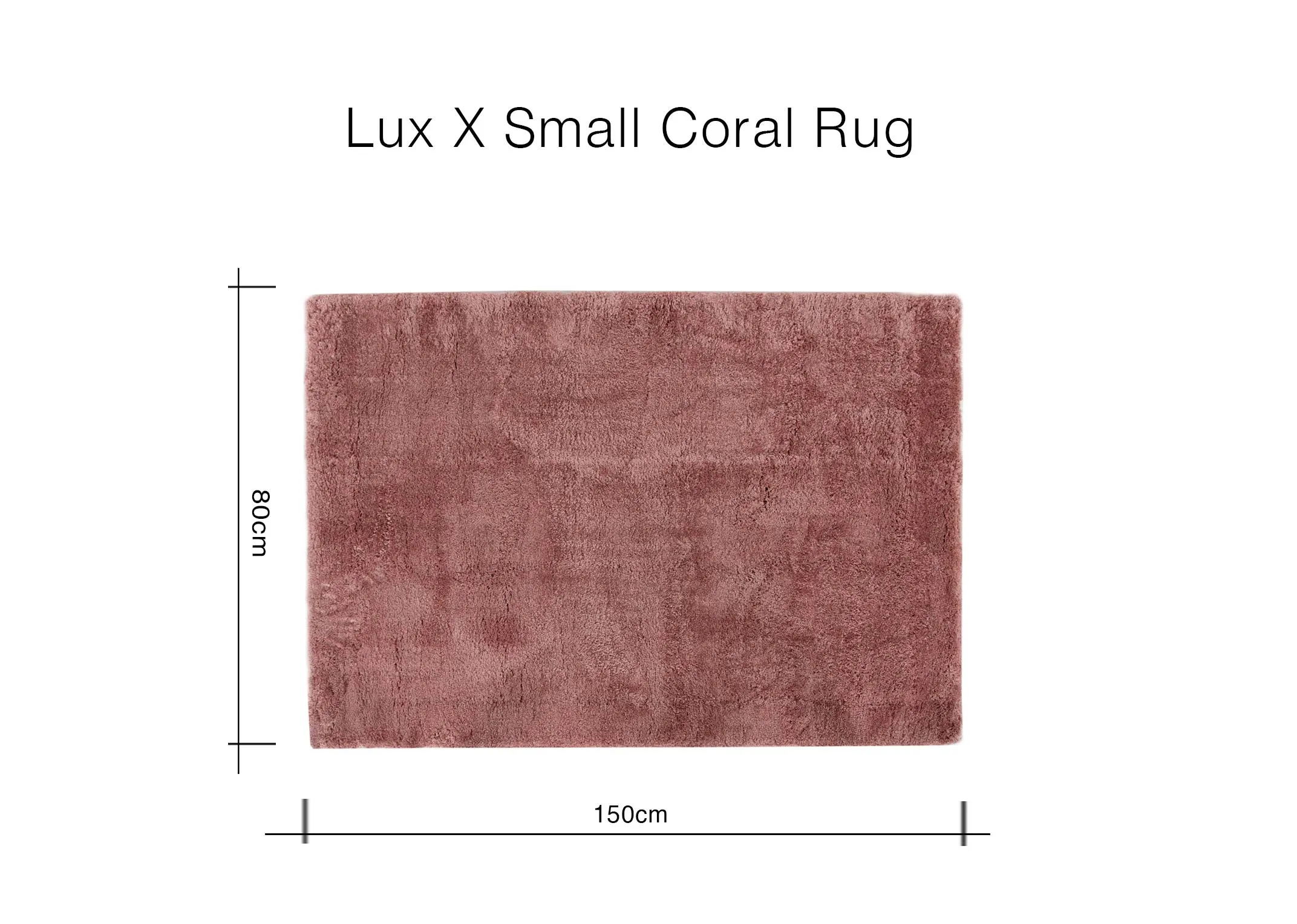 A dimension image of the Lux Extra Small Pink rug with 150cm x 80cm