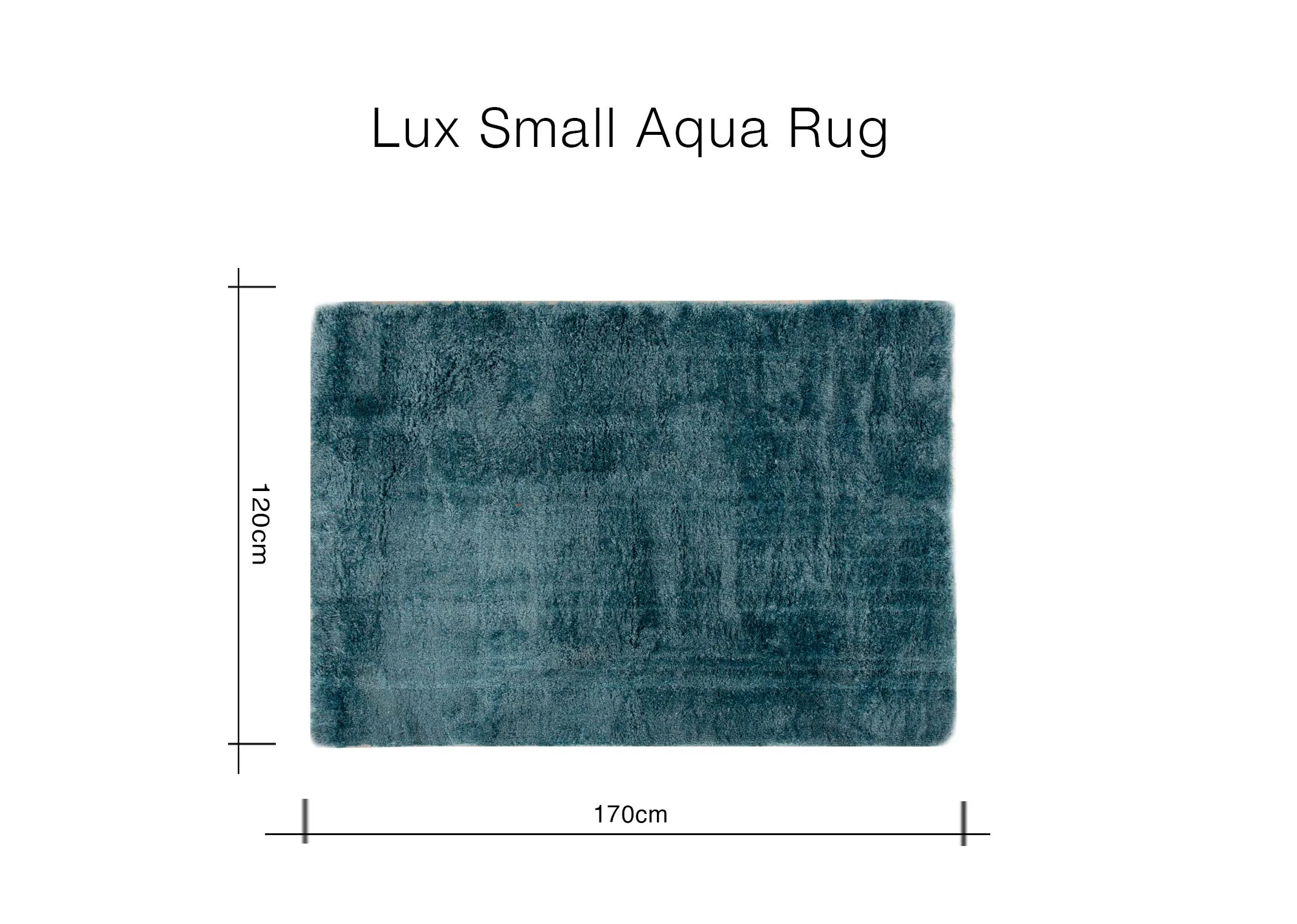 A dimension image of the Lux Aqua Rug with 170cm x 120cm