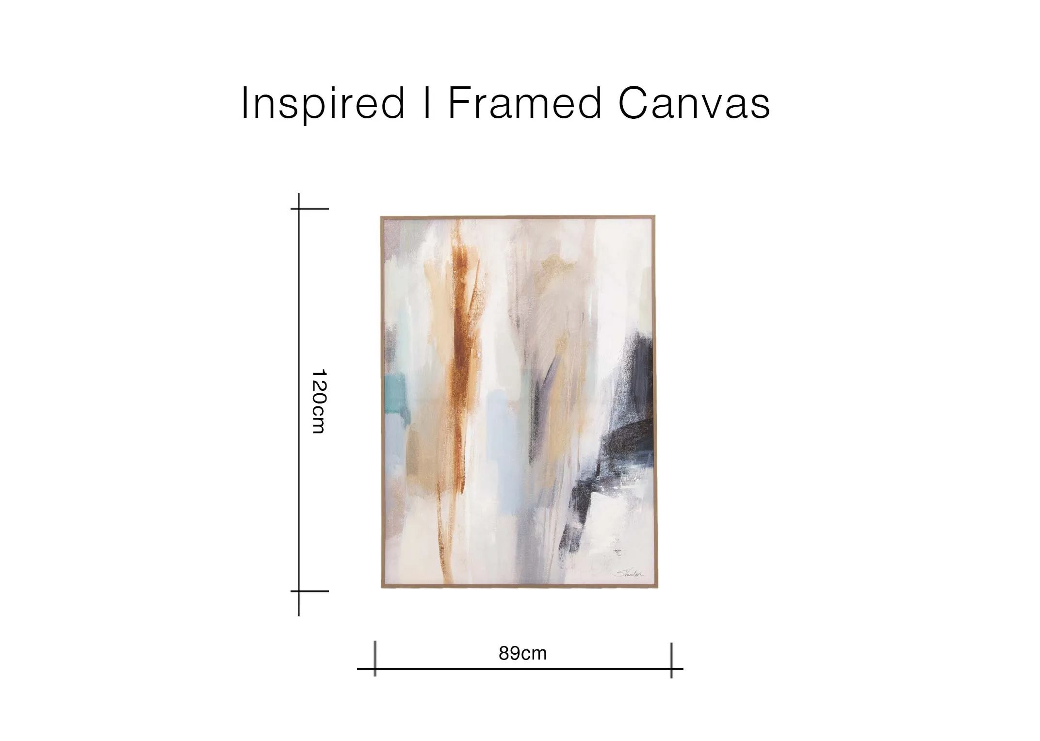 A dimension image of the Inspired I Cnvas with 89cm x 120cm