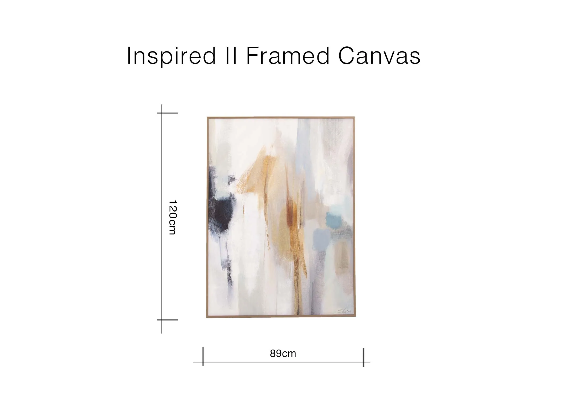A dimension image of the Inspired 11 canvas with 89cm x 120cm