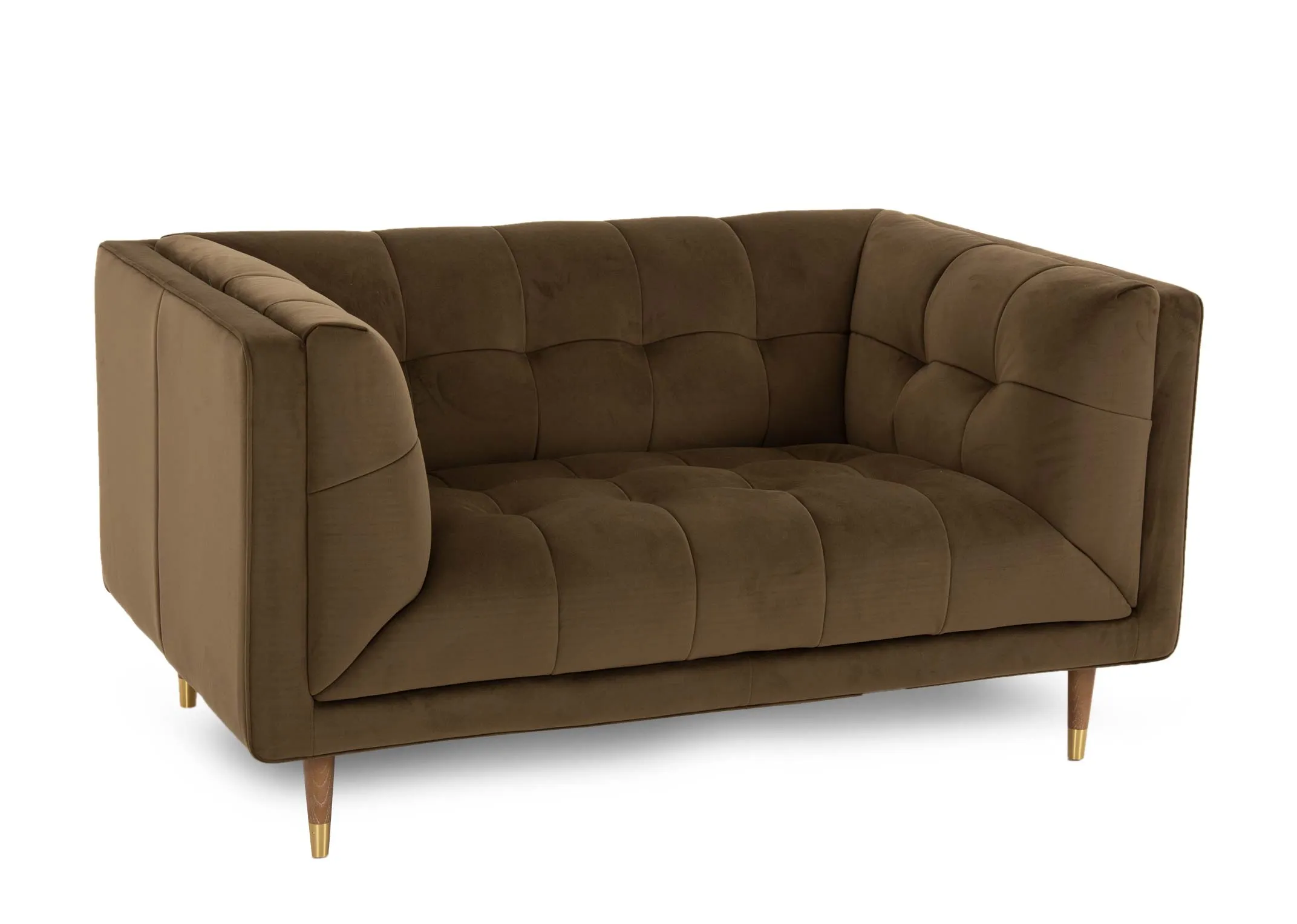 2 Seater Olive Green Velvet Sofa - Grace
