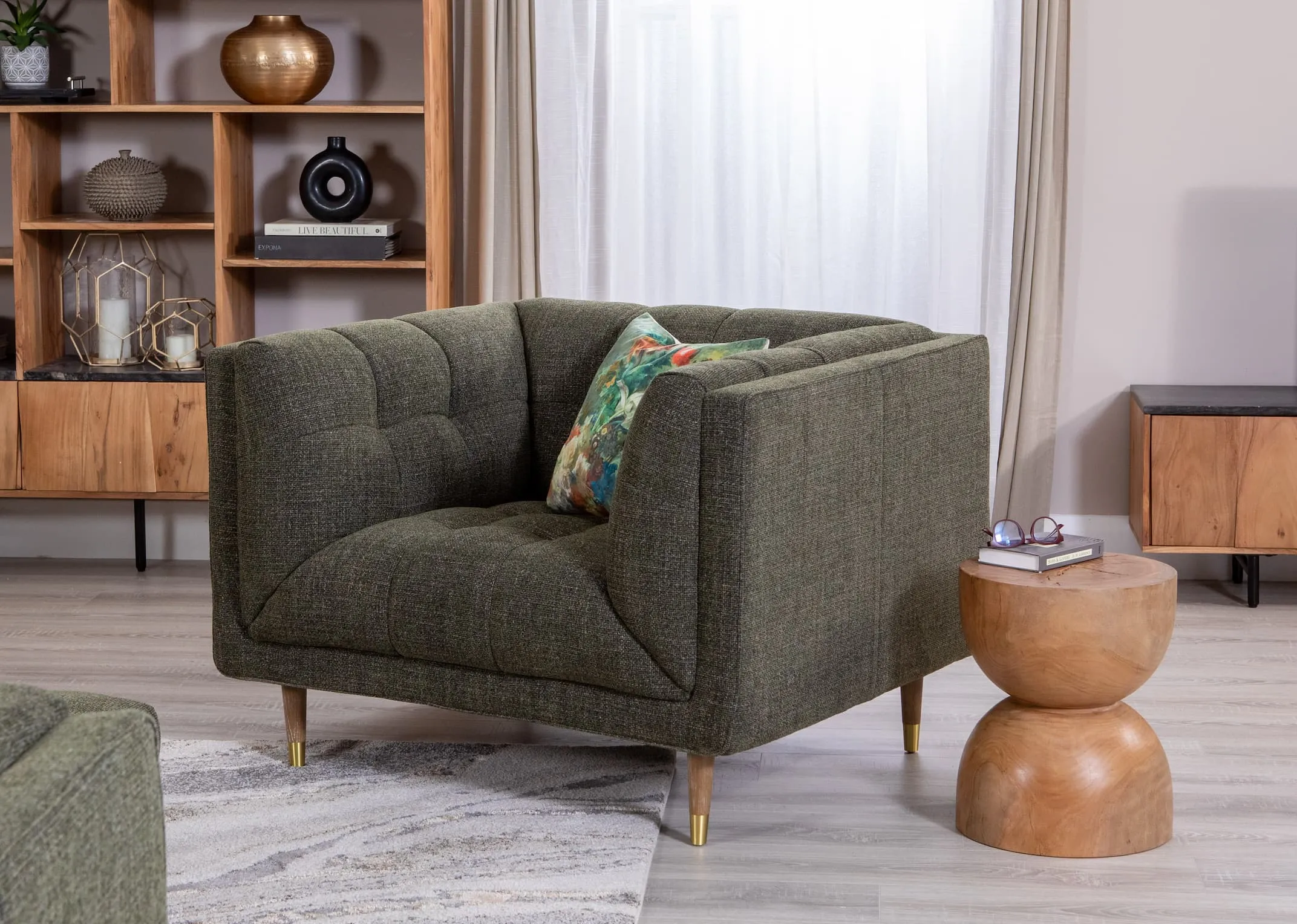 Green Fabric Armchair - Grace