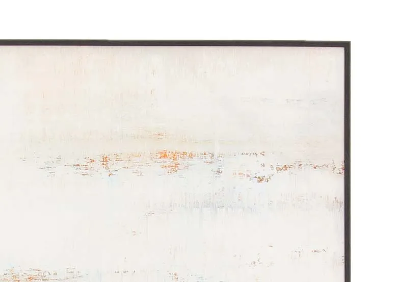 A black framed canvas with blue and brown colors from EZ Livings Fearless II range. Closeup of detail