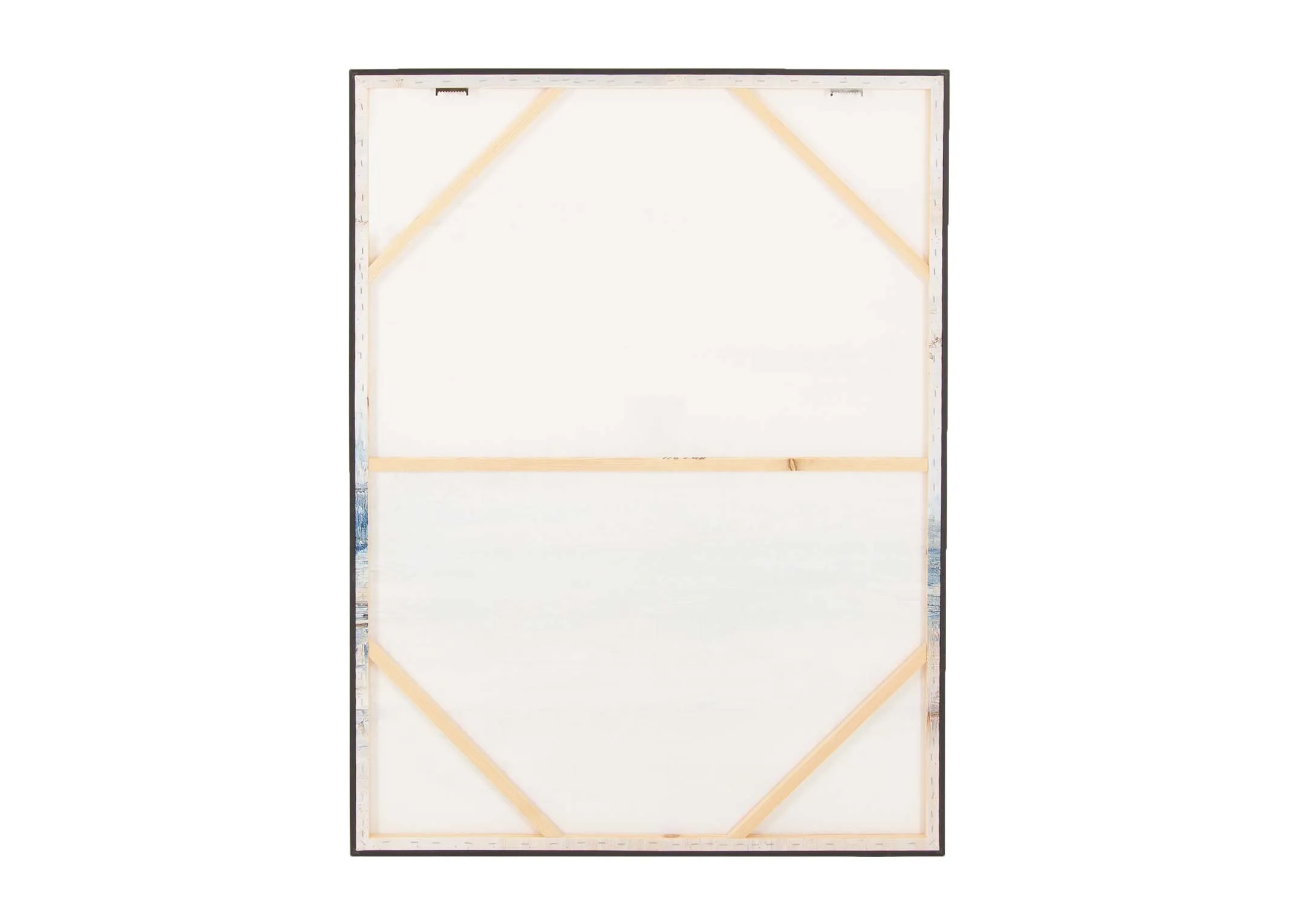 A black framed canvas with blue and brown colors from EZ Livings Fearless II range. Back view of canvas for hanging