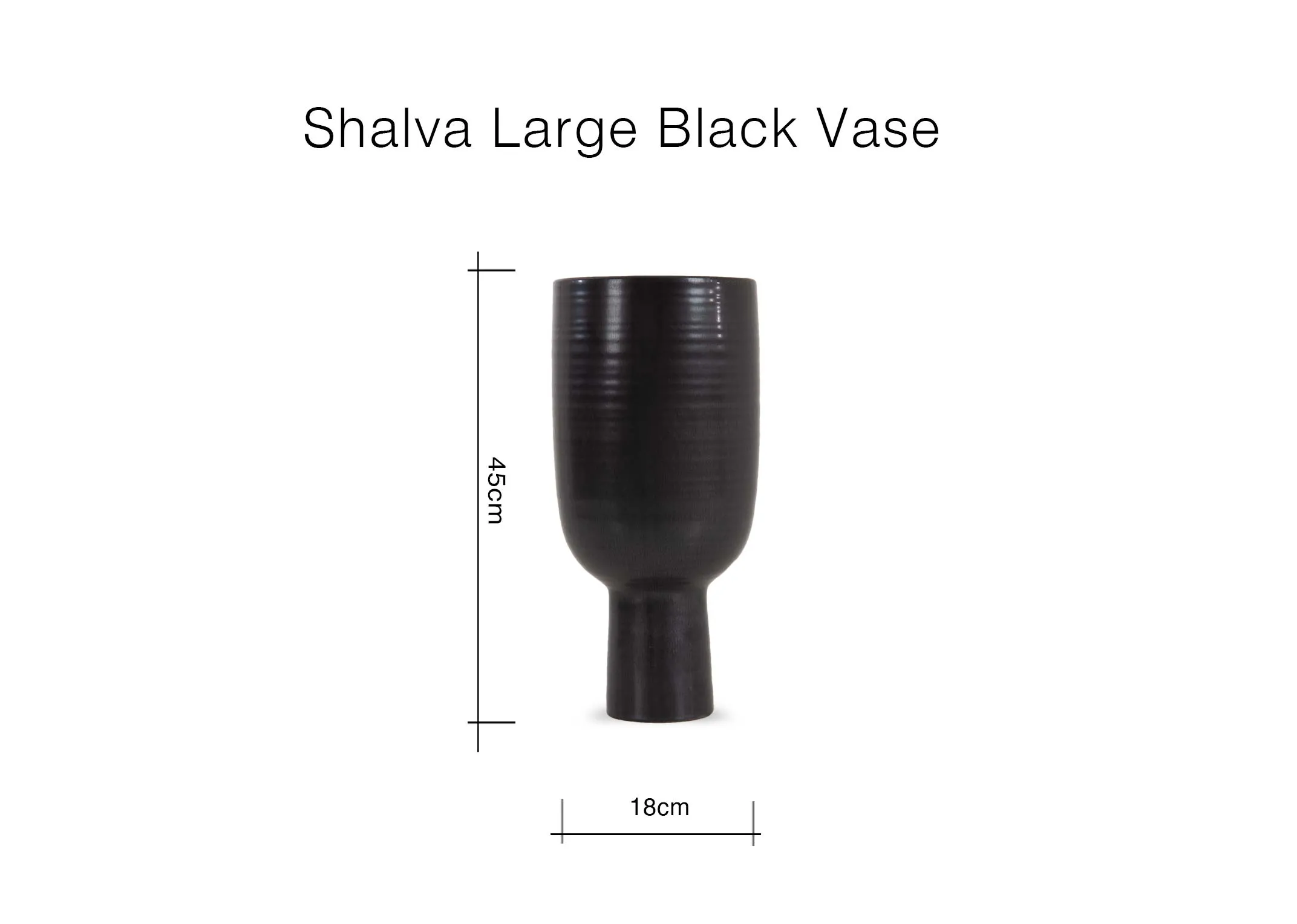 A dimension image of the Shalwa Vase with 18cm x 45cm