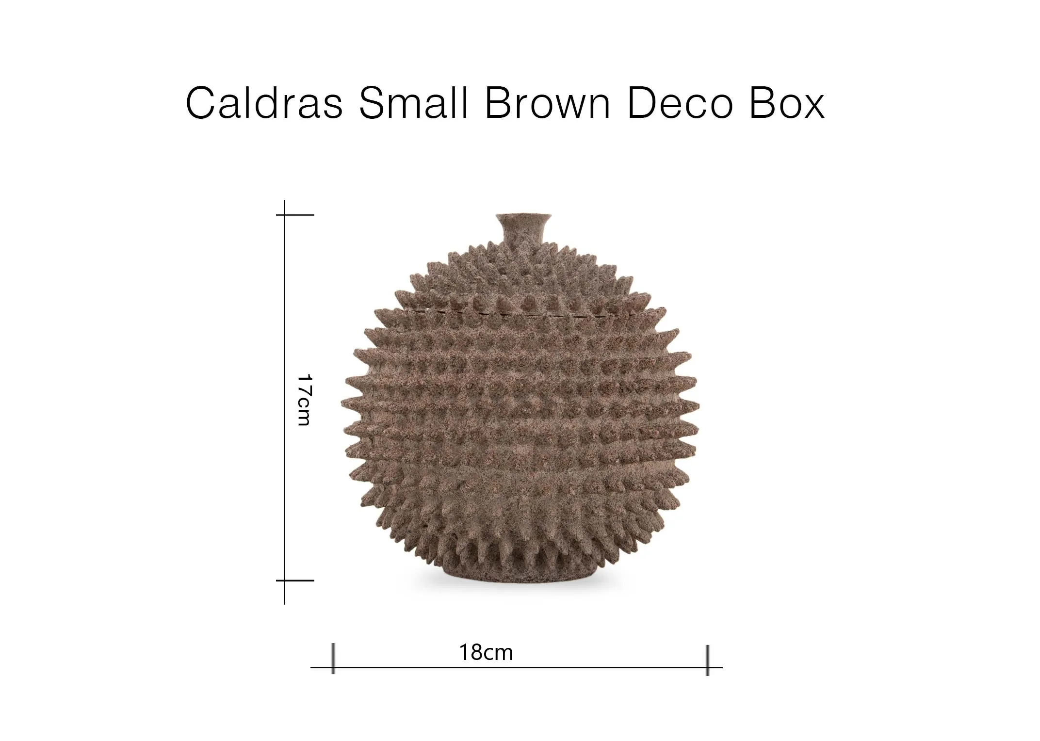 A dimension image of the Small Caldras Deco Box with 18cm x 17cm