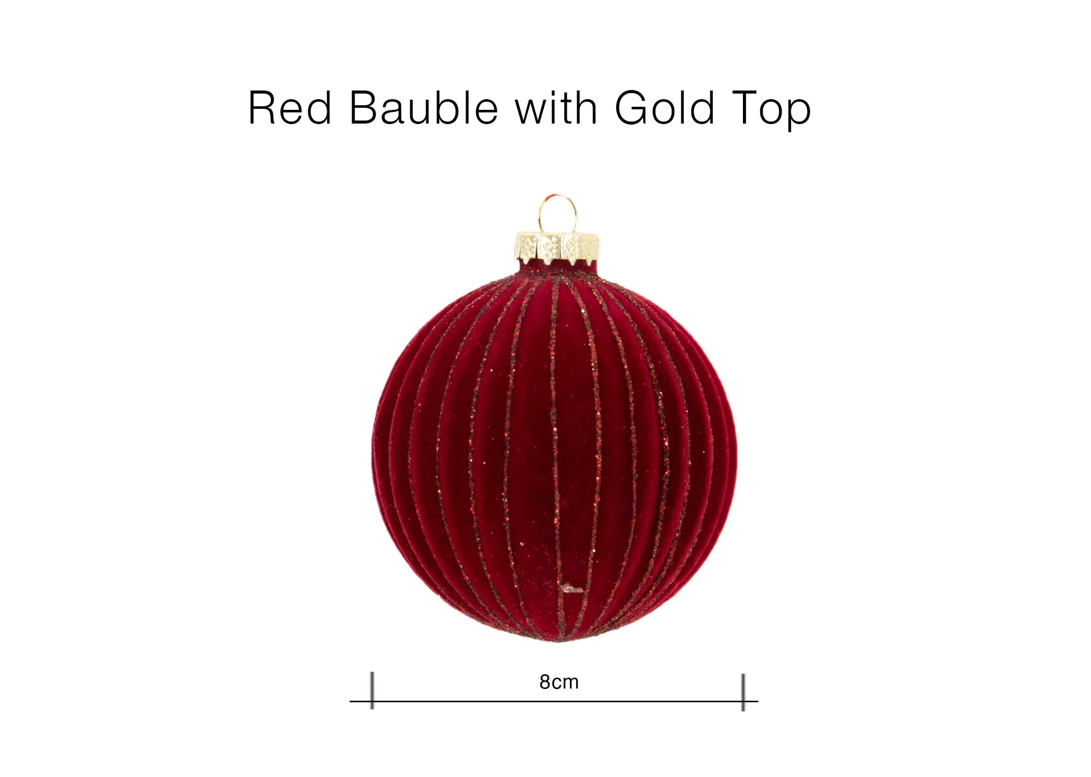 A lifestyle image of the Red Rib Bauble on a Christmas tree.