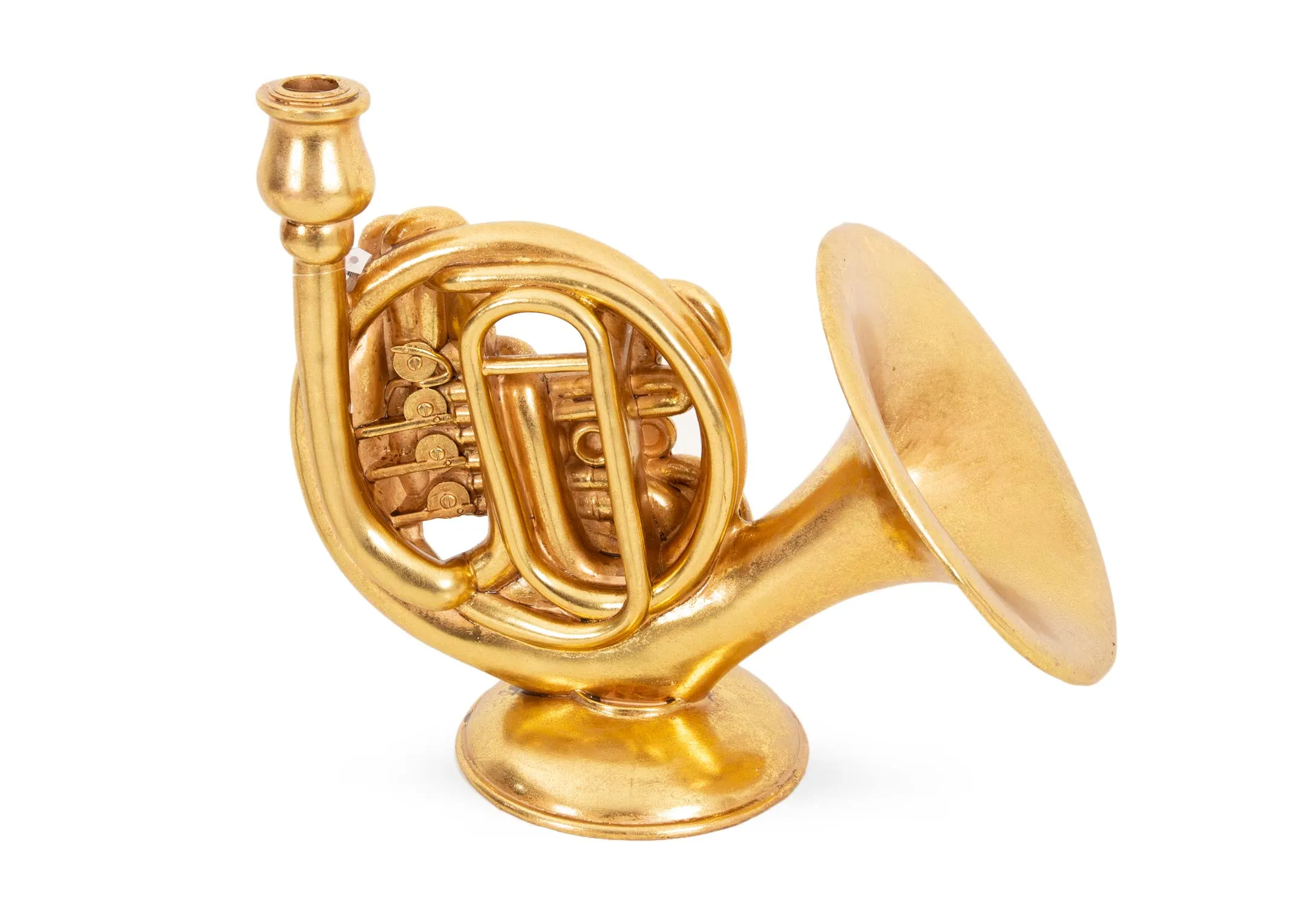 Gold French Horn - Christmas Candle Holder