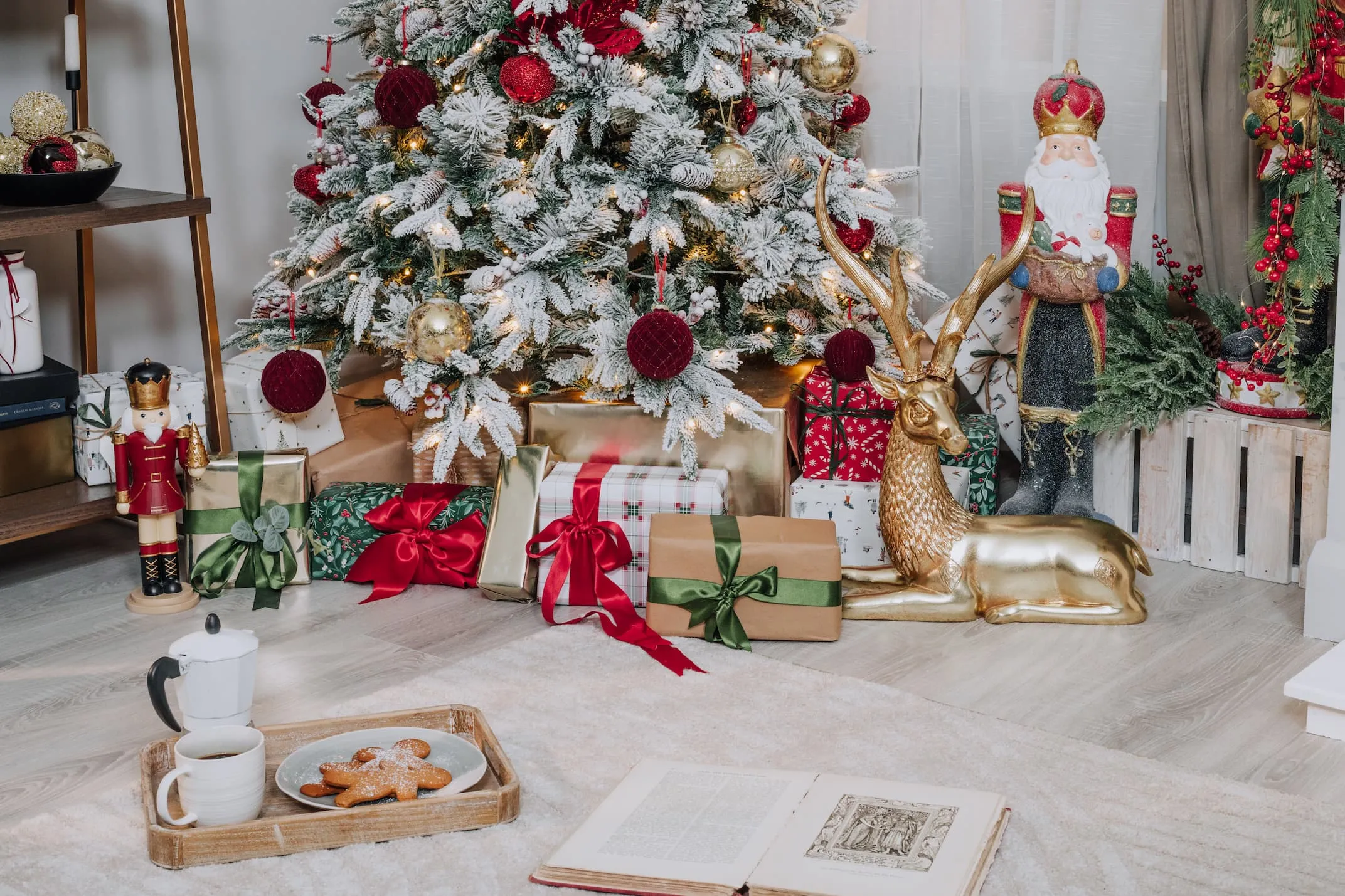 Large Gold Lying Deer - Christmas Figurine