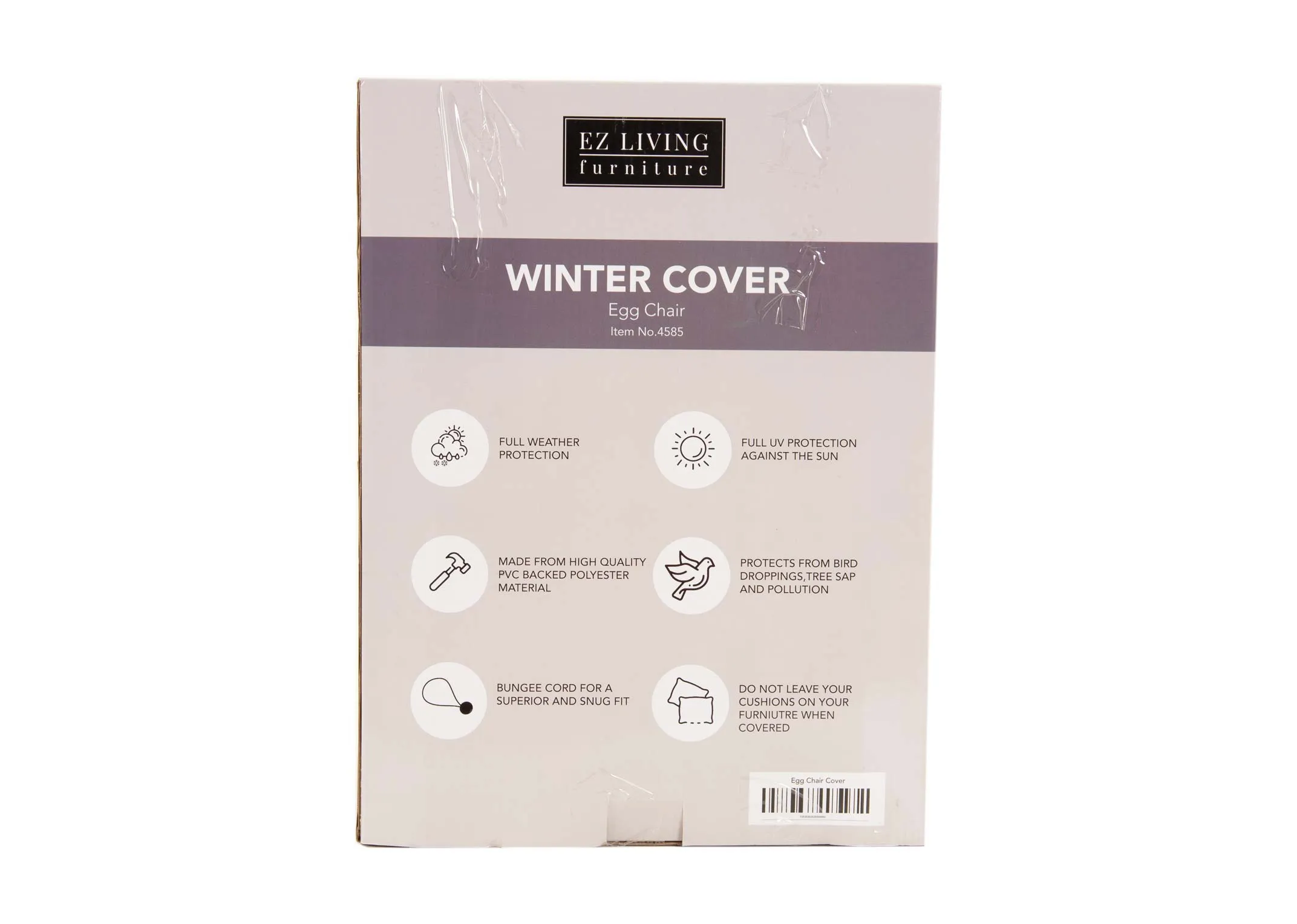 A dimension image of the Universal Egg Chair cover only with 120cm x 210cm H