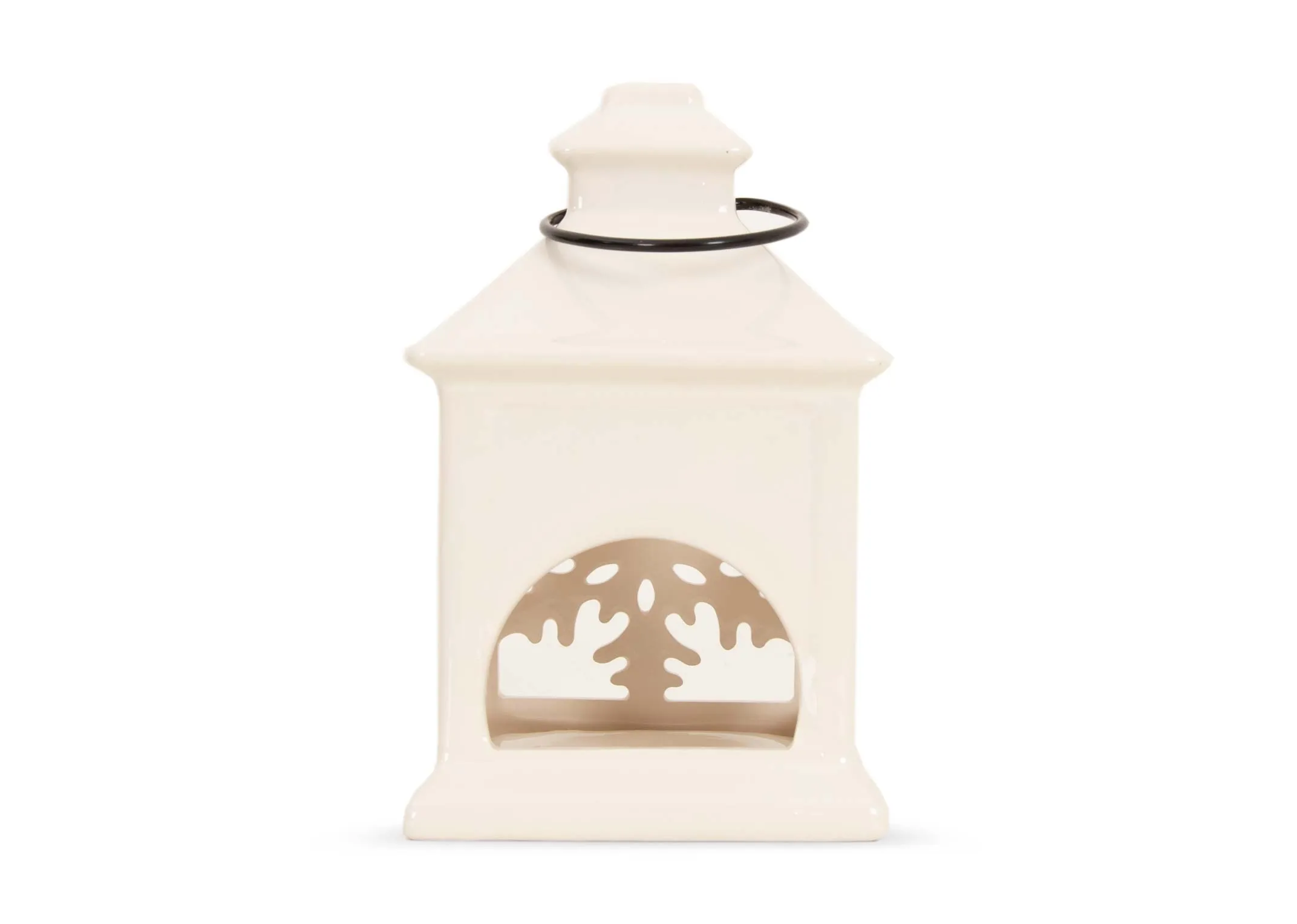 A dimension image of the White Christmas lantern with 10.5cm x 16cm