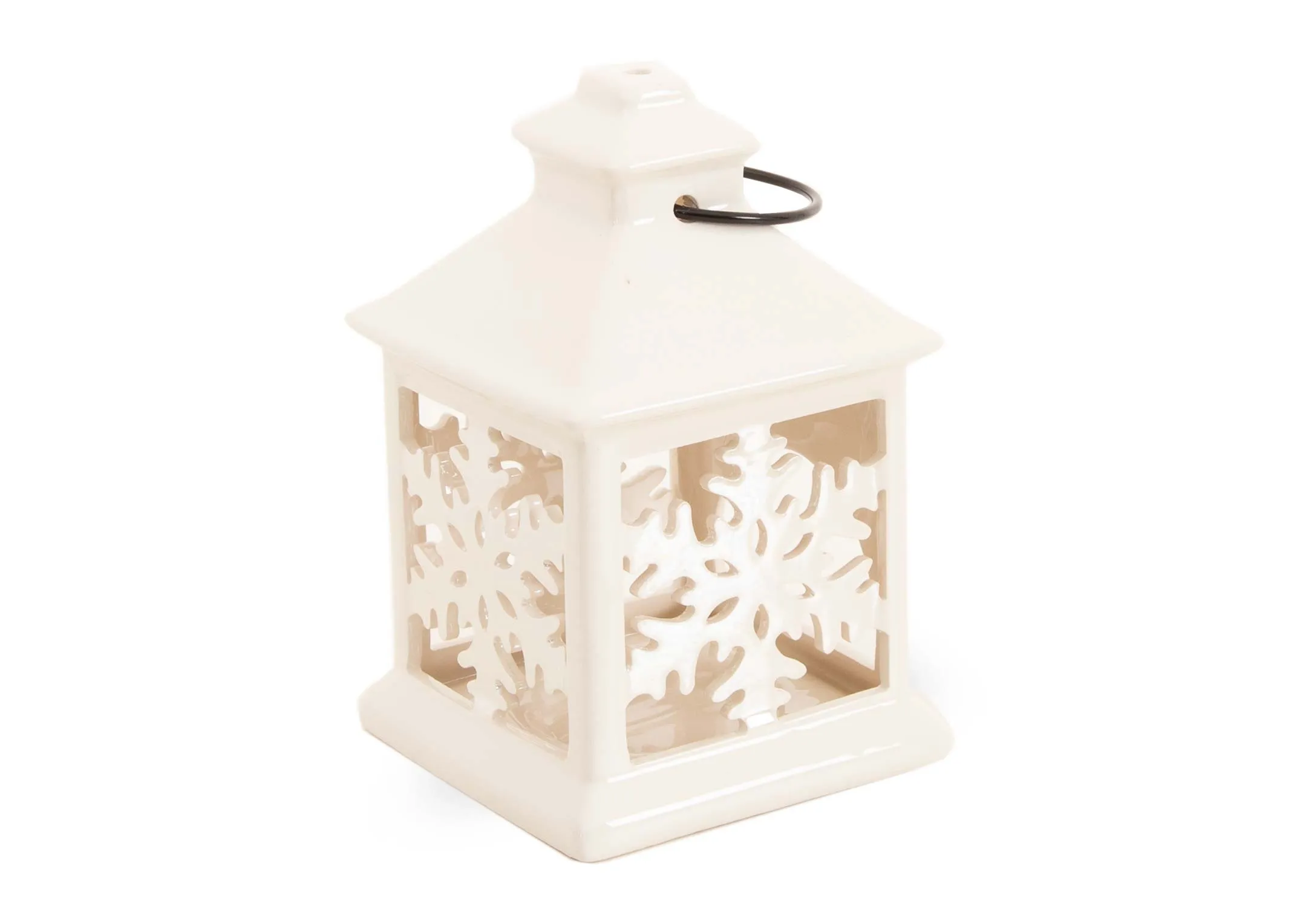 A dimension image of the White Christmas lantern with 10.5cm x 16cm