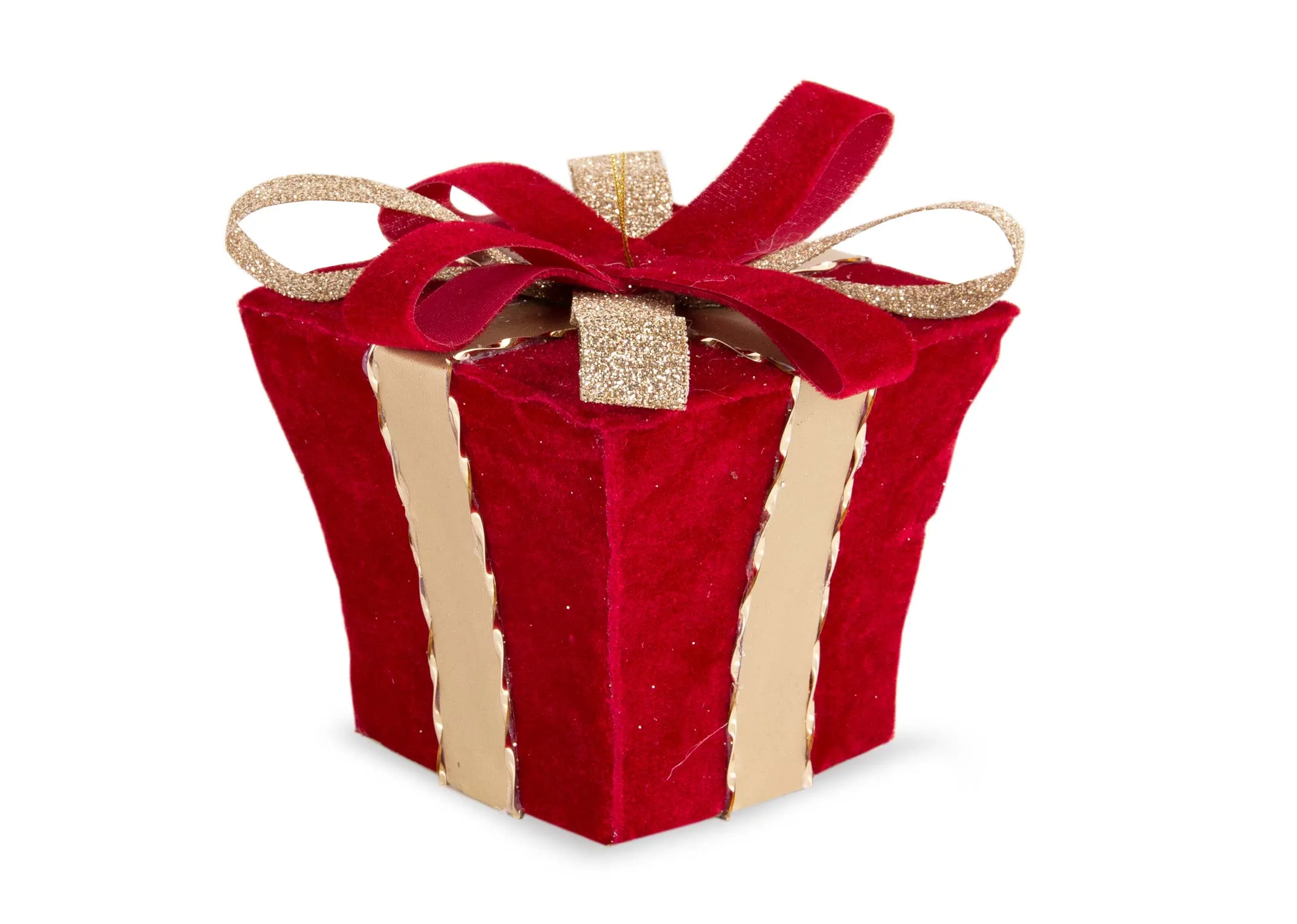 A dimension image of the Red Velvet & Gold Gift  box with 8cm x 11cm