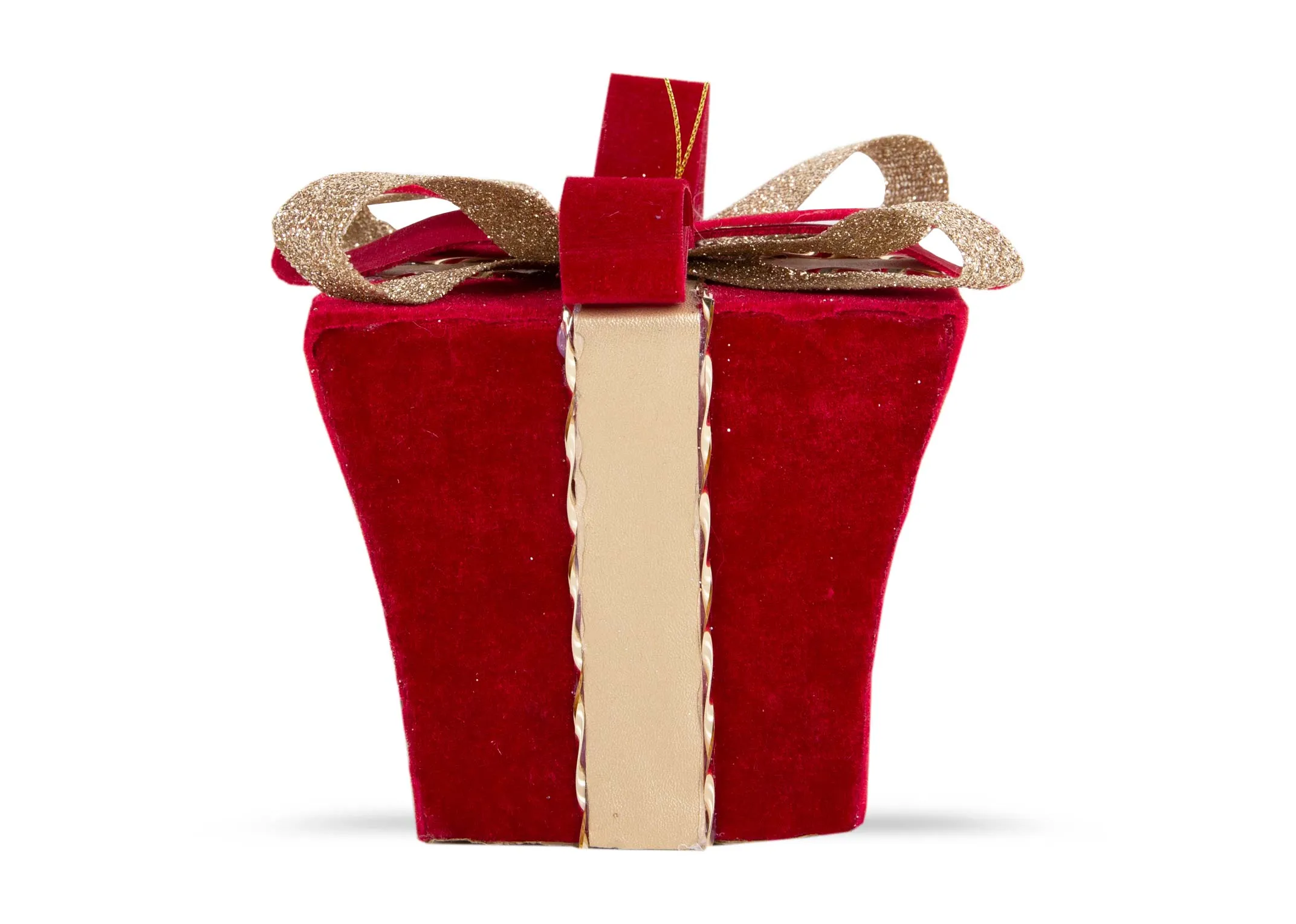 A dimension image of the Red Velvet & Gold Gift  box with 8cm x 11cm