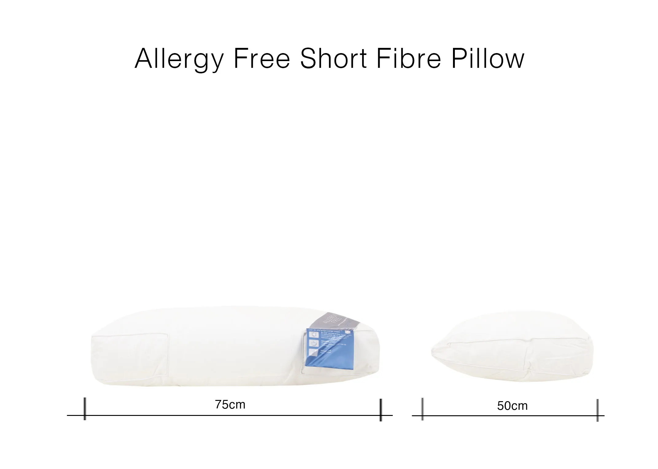 A dimension image for the Allergy Free Pillow with 75cm x 50cm