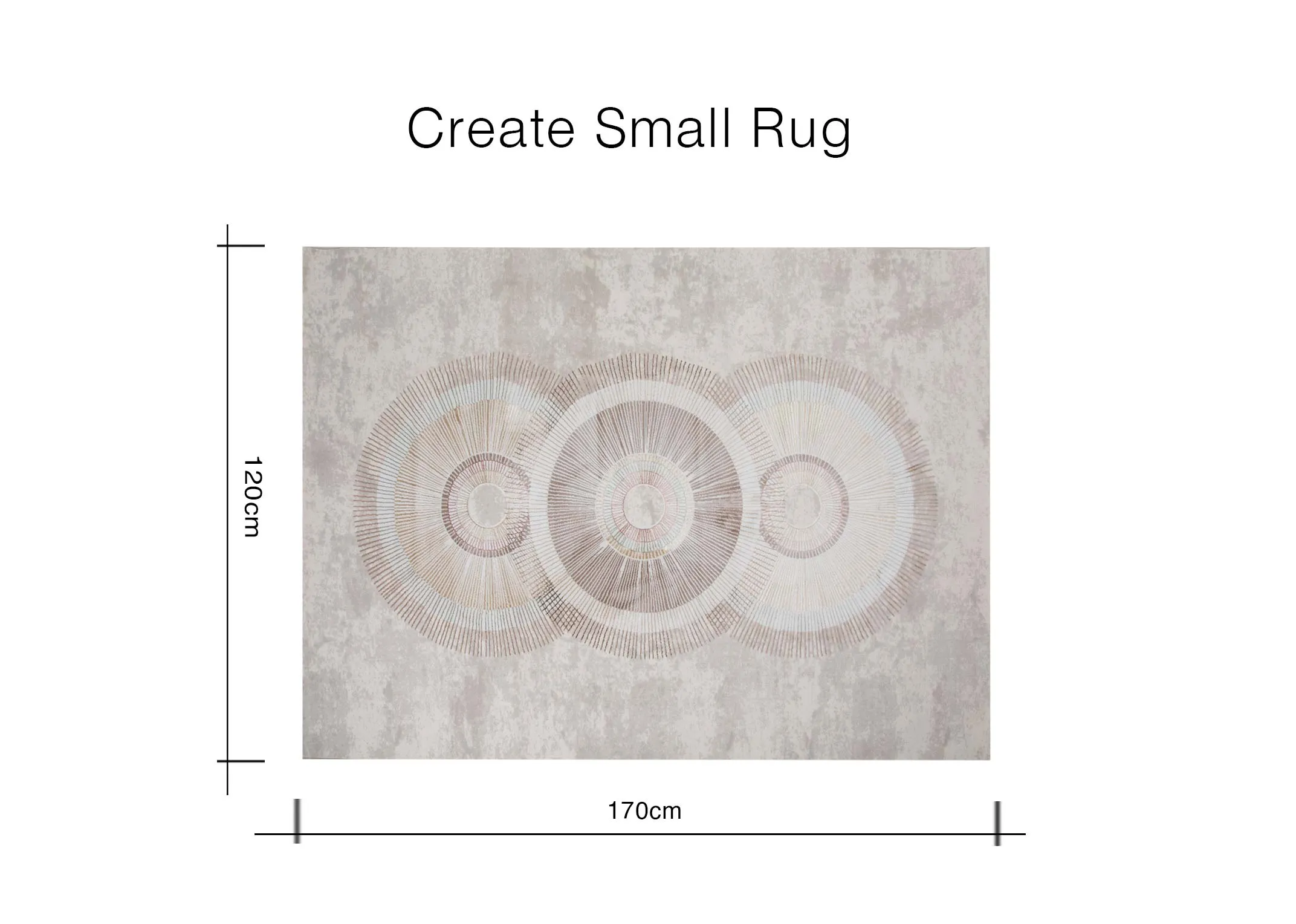 A grey & gold circular design rug from EZ Livings Create Range. Closeup of rug with 3 interlinked circles