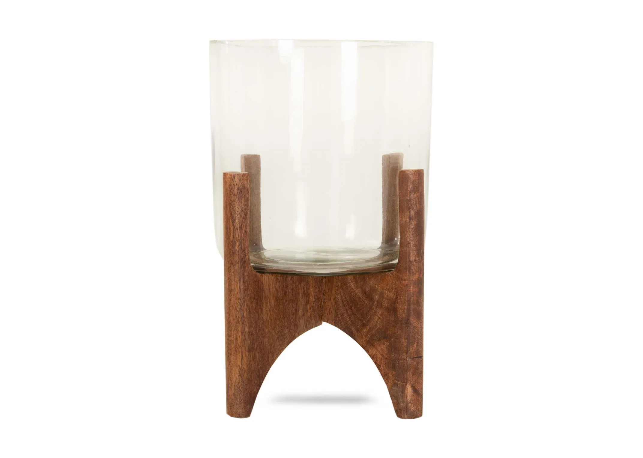 A dimension image of the Jace Glass & Wood vase with 22cm x 35.5cm