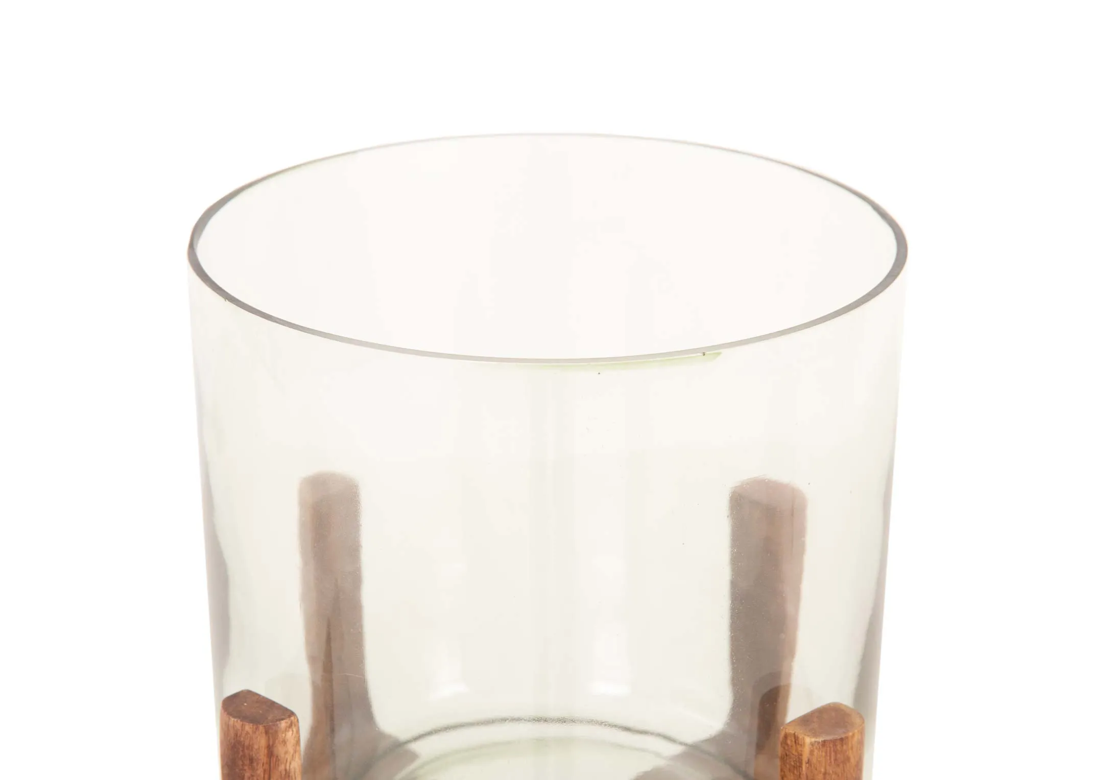 A dimension image of the Jace Glass & Wood vase with 22cm x 35.5cm