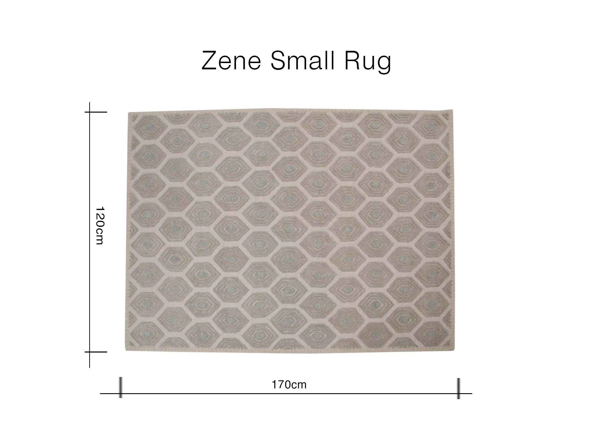 A dimension image of the Zene Small rug with 120cm x 170cm