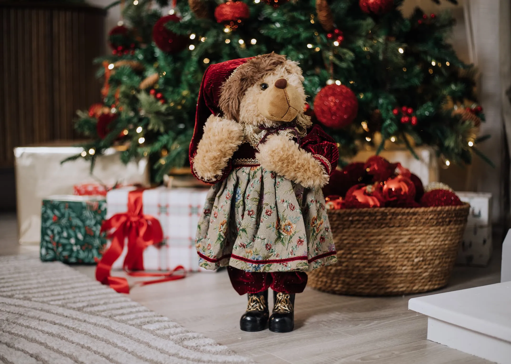 Santa Bear Girl - Christmas Figurine