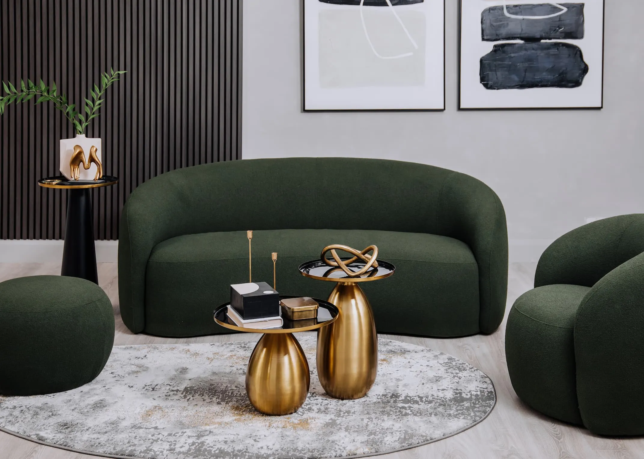 Set of 2 Round Gold Side Tables - Emerson