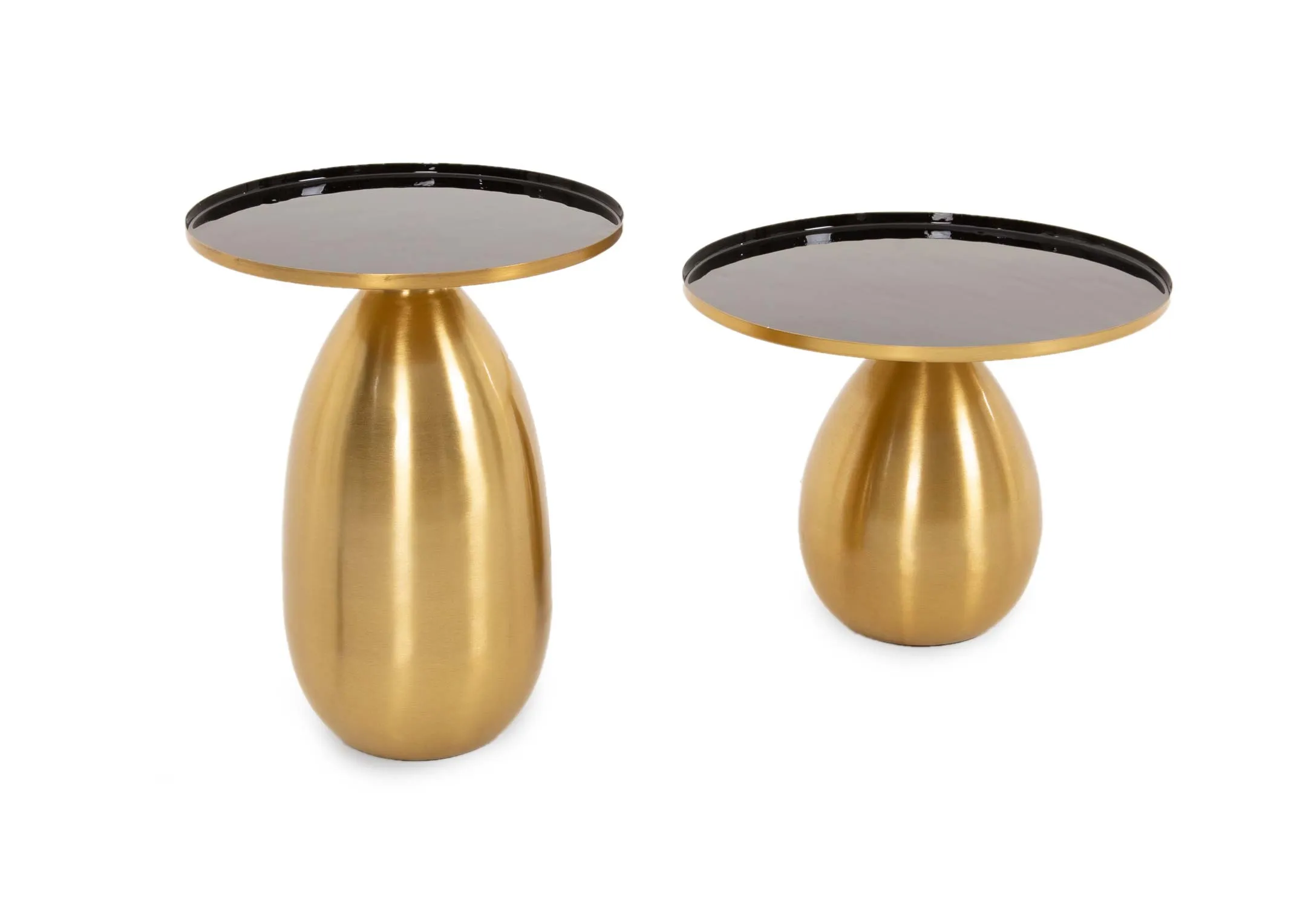 Set of 2 Round Gold Side Tables - Emerson