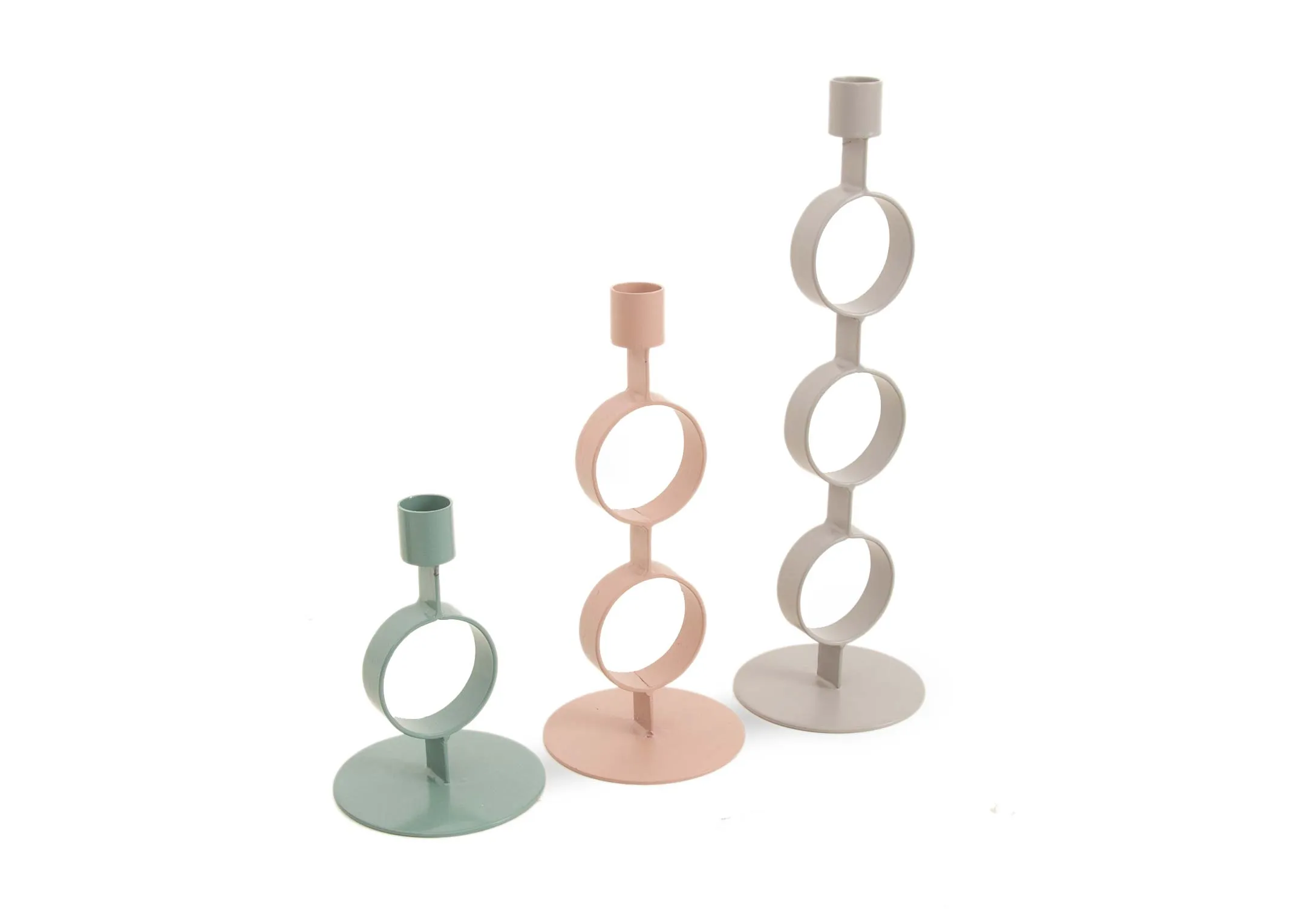 Set of 3 Pastel Outdoor Candle Holders- Cora