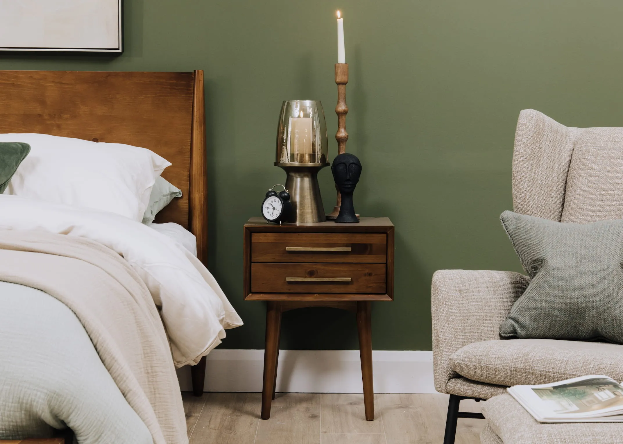 2 Drawer Dark Wood Locker - Leya