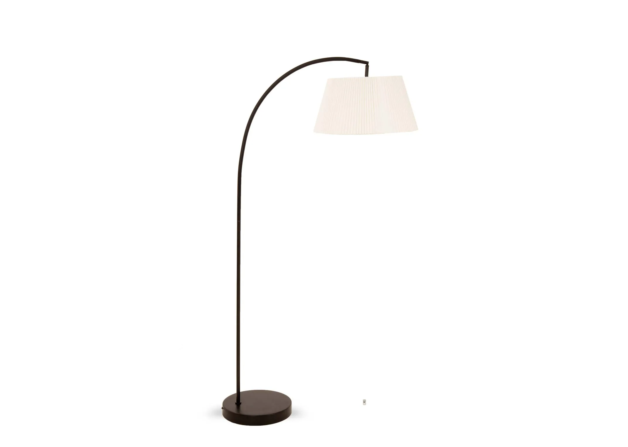 Metal Floor Lamp with White Pleated Shade - Arc