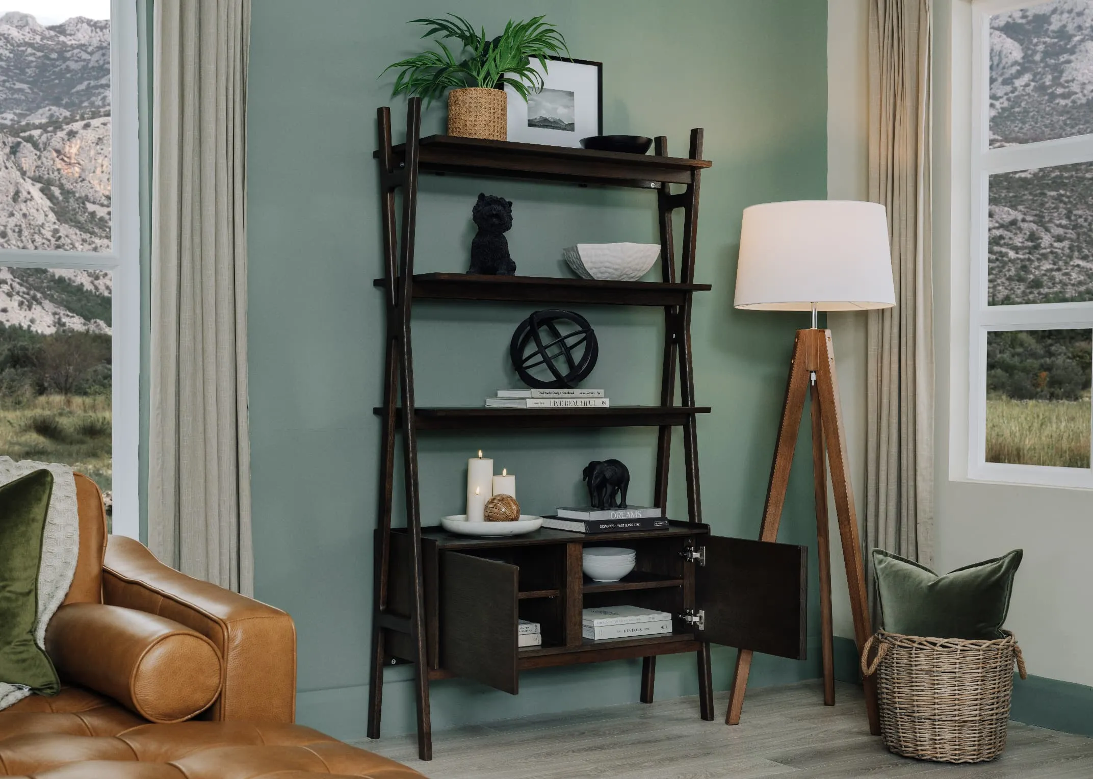 Wooden Floor Lamp with White Shade - Lura