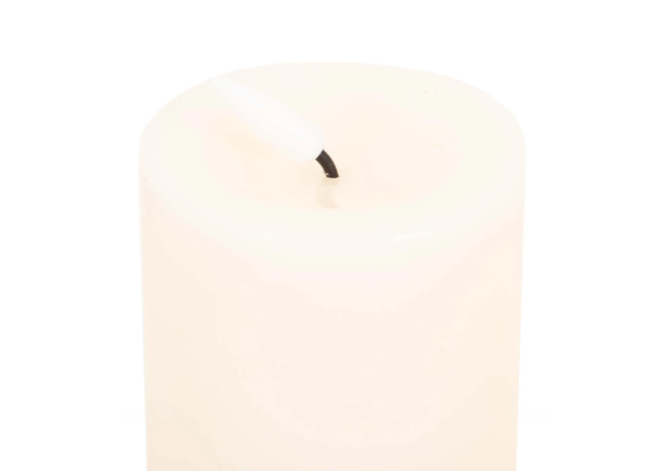 A set of 3 cream candles in a box from EZ Livings Delight range. Closeup of real flame wick