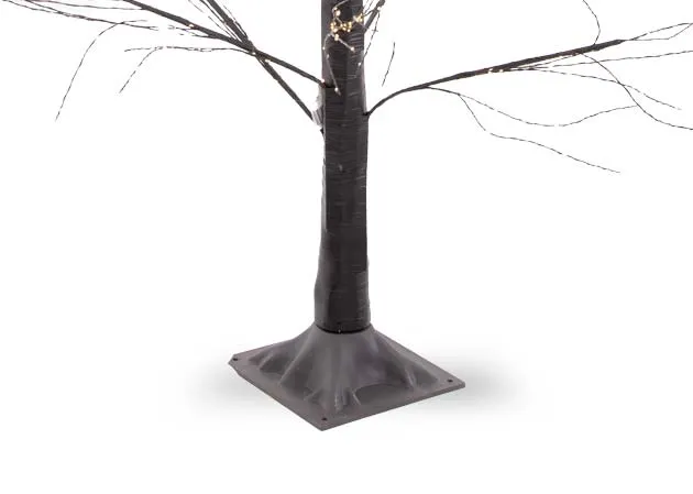 A black LED micro dot tree from EZ Livings Outdoor Tree range. Closeup of base
