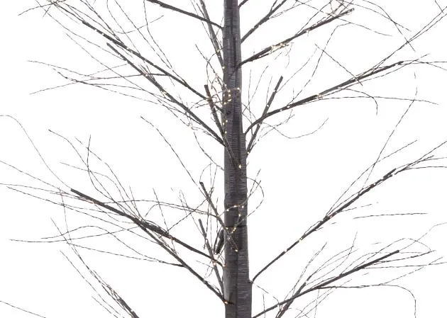 A black LED micro dot tree from EZ Livings Outdoor Tree range.Closeup of black branches with micro dot lights