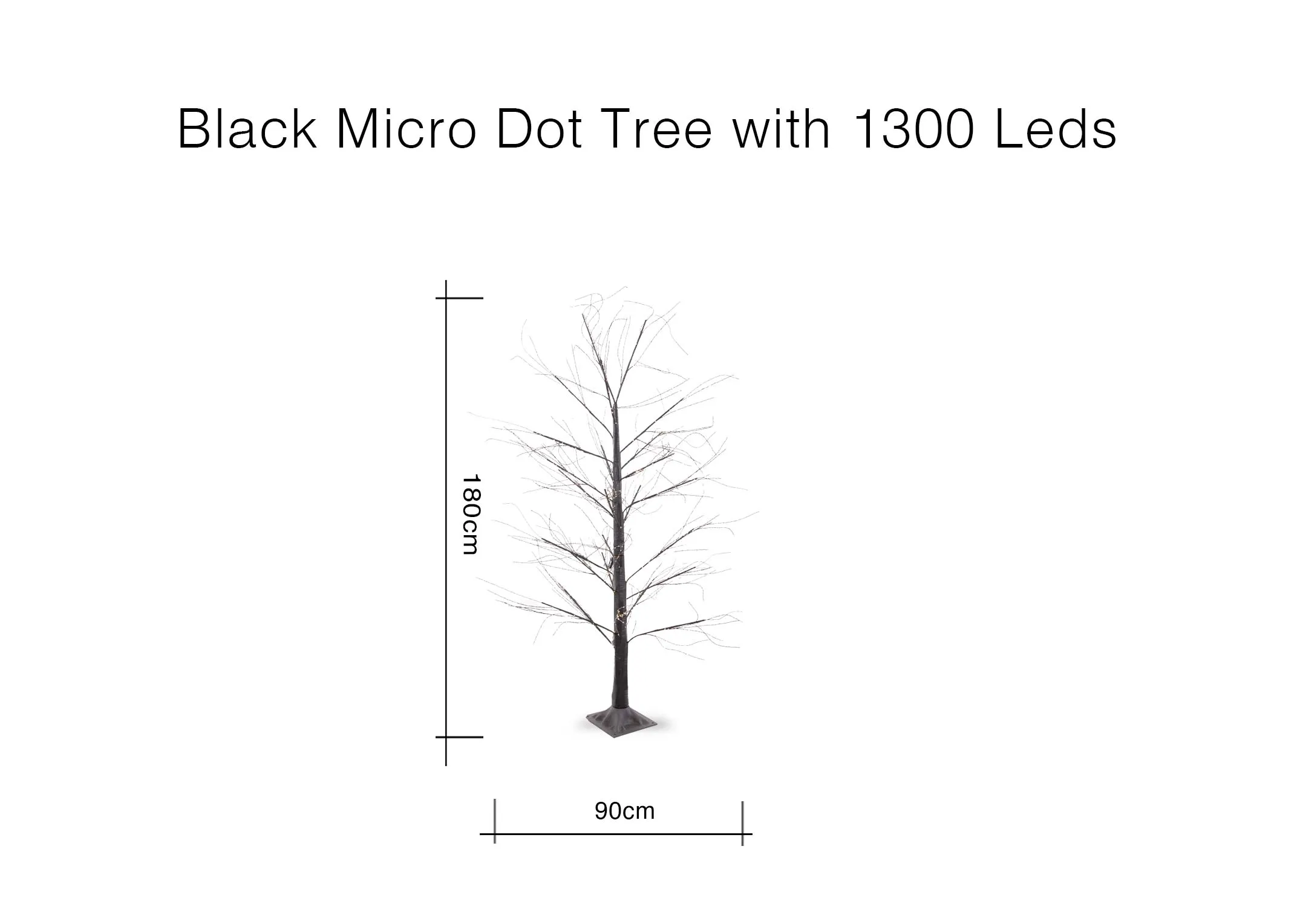 A lifestyle image of the Black Micro Dot Tree with 1300 LEDS with 90cm x 180cm