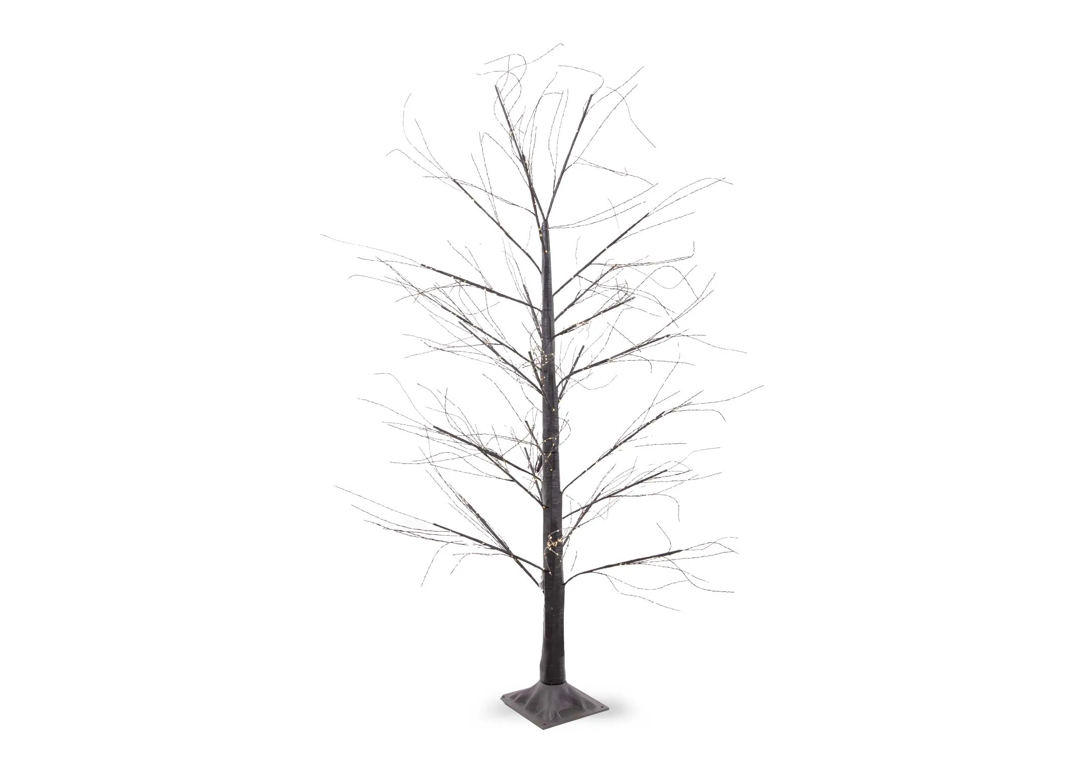 A black LED micro dot tree from EZ Livings Outdoor Tree range. Front veiw of tree fluffed with lights off