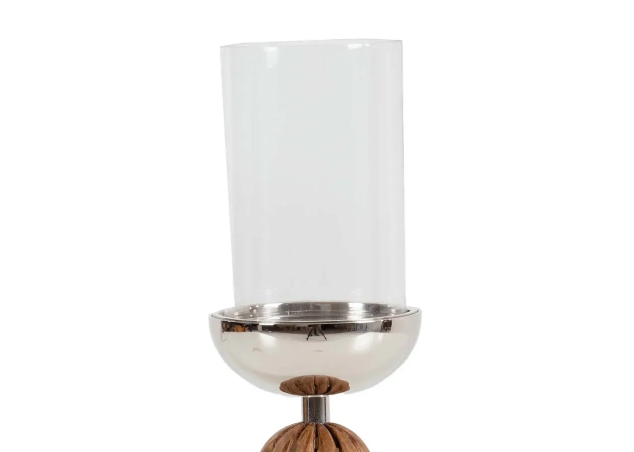 A dimension image of the Small Wood Pillar Candle Holder with 11cm x 29cm