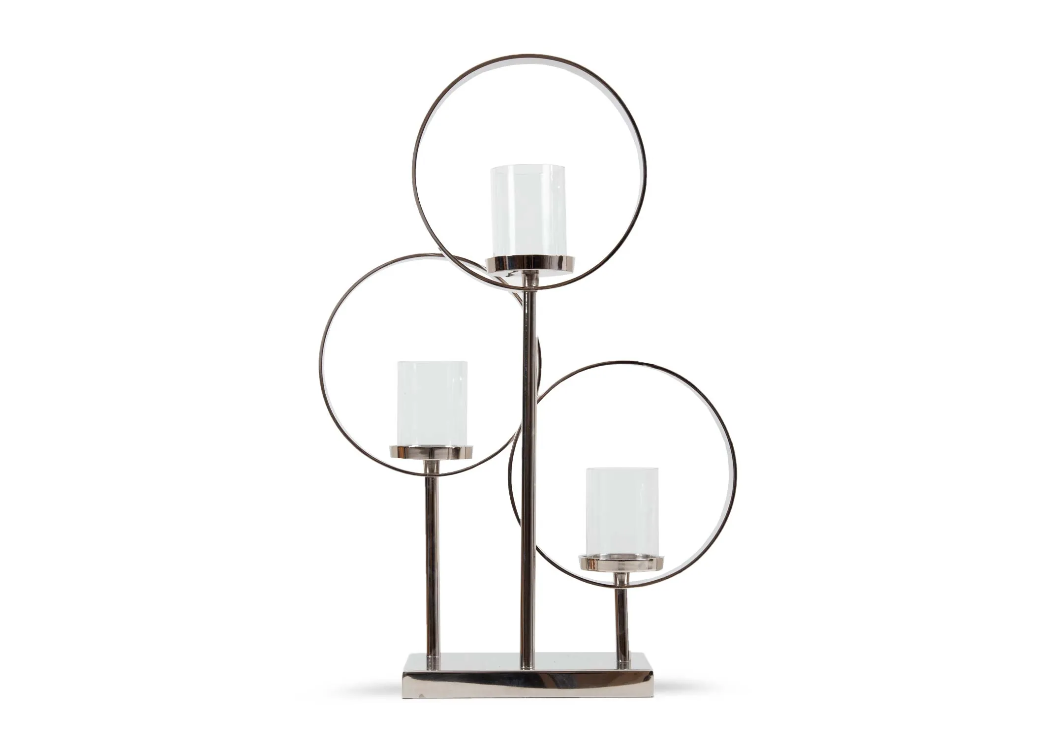 A dimension image of the Silver Triple Candle Holder with 41cm x 15cm x 64cm