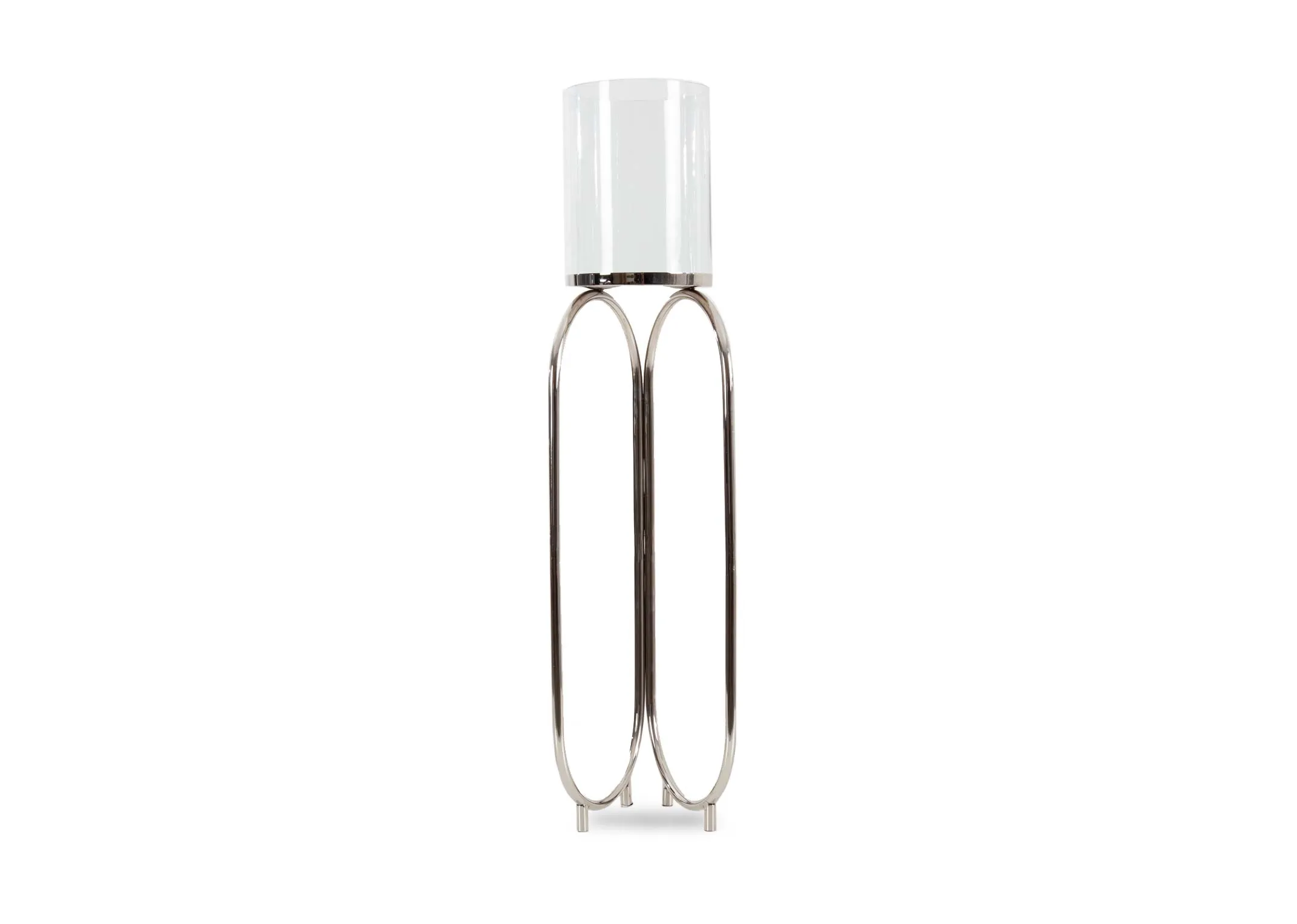 A dimension image of the Large Steel Candle Holder with glass with 20cm x 77cm