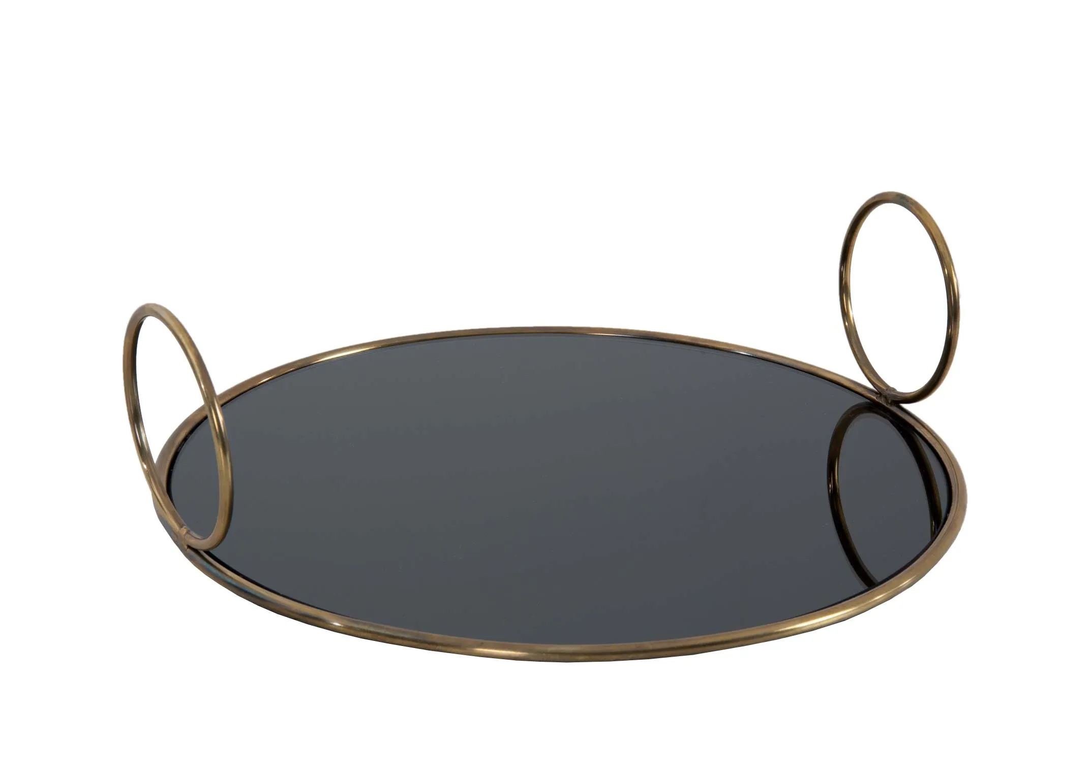 A dimension image of the Small Round mirror tray with 8cm x 30cm