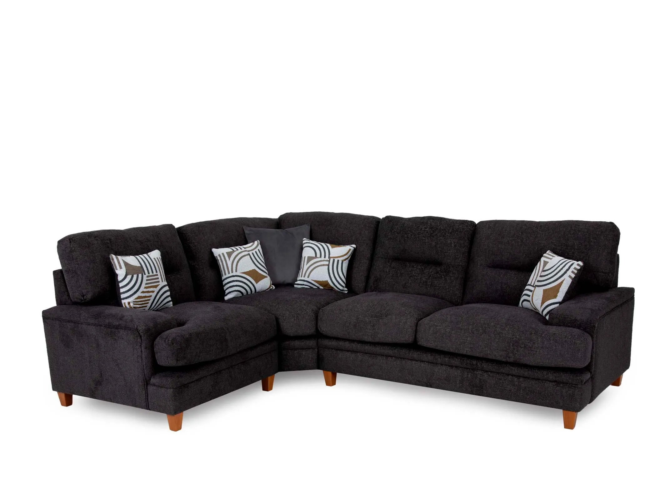Medium Dark Grey Fabric LHF Corner Sofa - Trieste