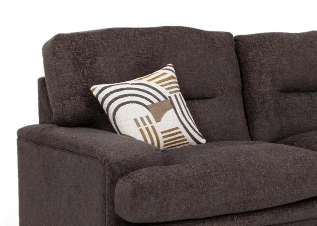 A dark grey fabric large corner group from EZ Livings Trieste range. Side view of low arm rest